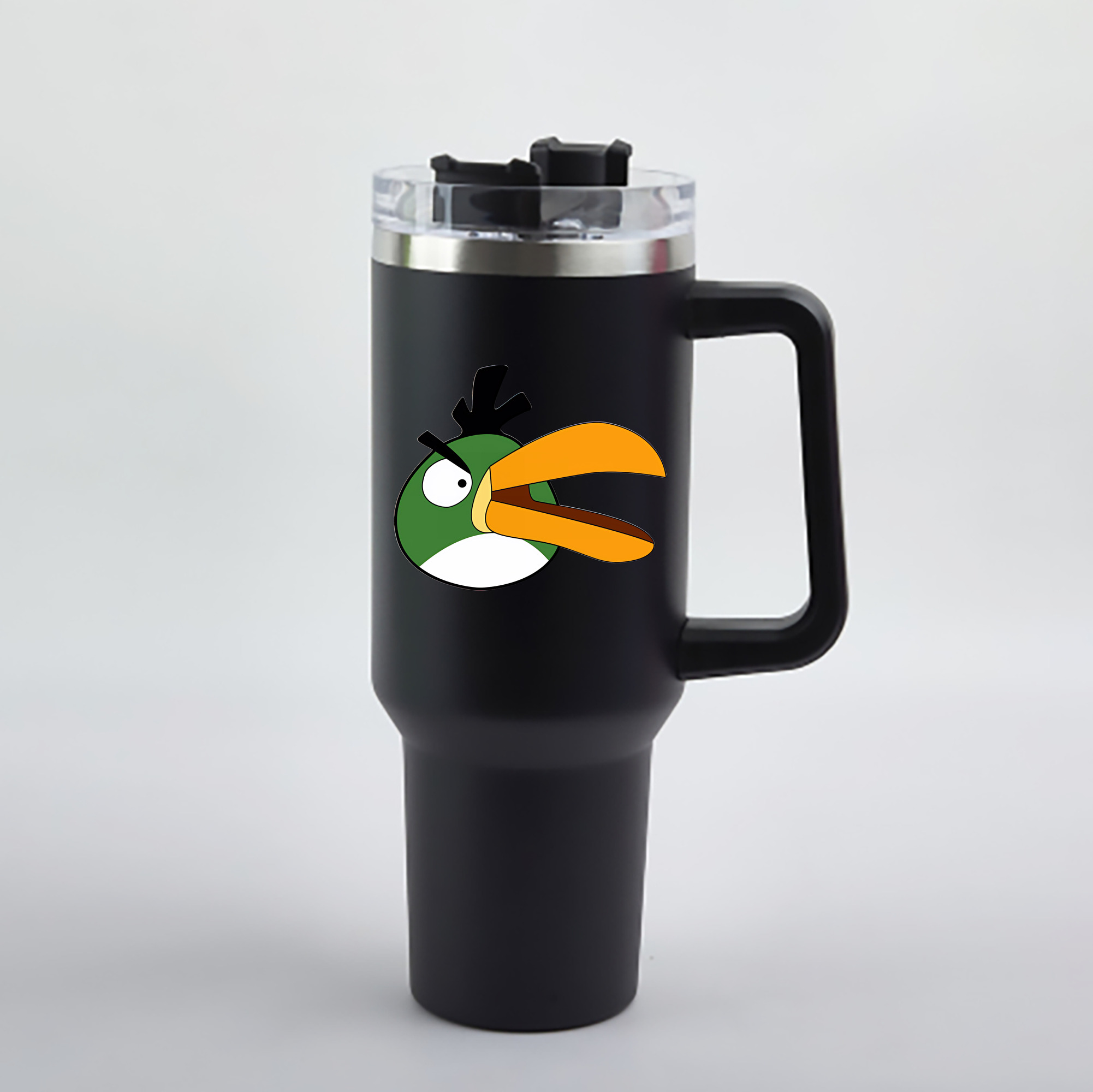 （画像用） Angry Birds アングリーバード 1200mL車用タンブラー - クリスタルステッカー（プラスチックストロー付き）