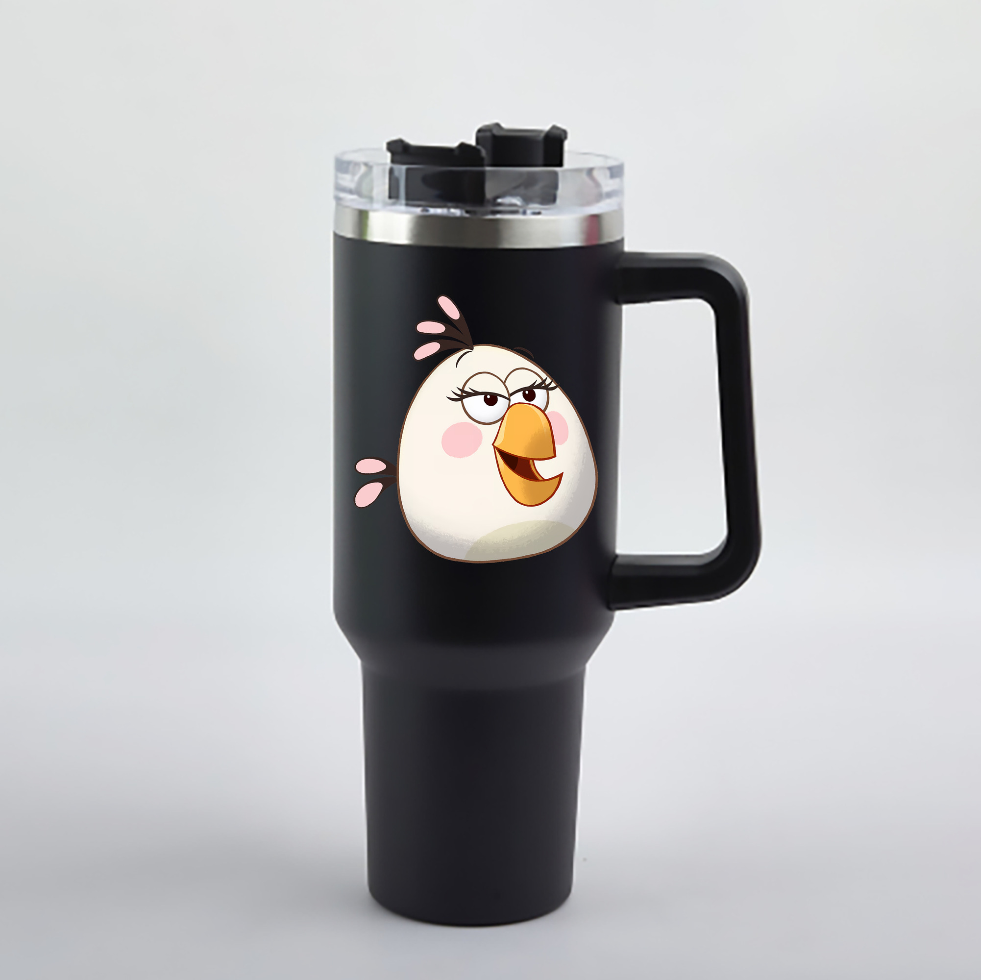 （画像用） Angry Birds アングリーバード 1200mL車用タンブラー - クリスタルステッカー（プラスチックストロー付き）