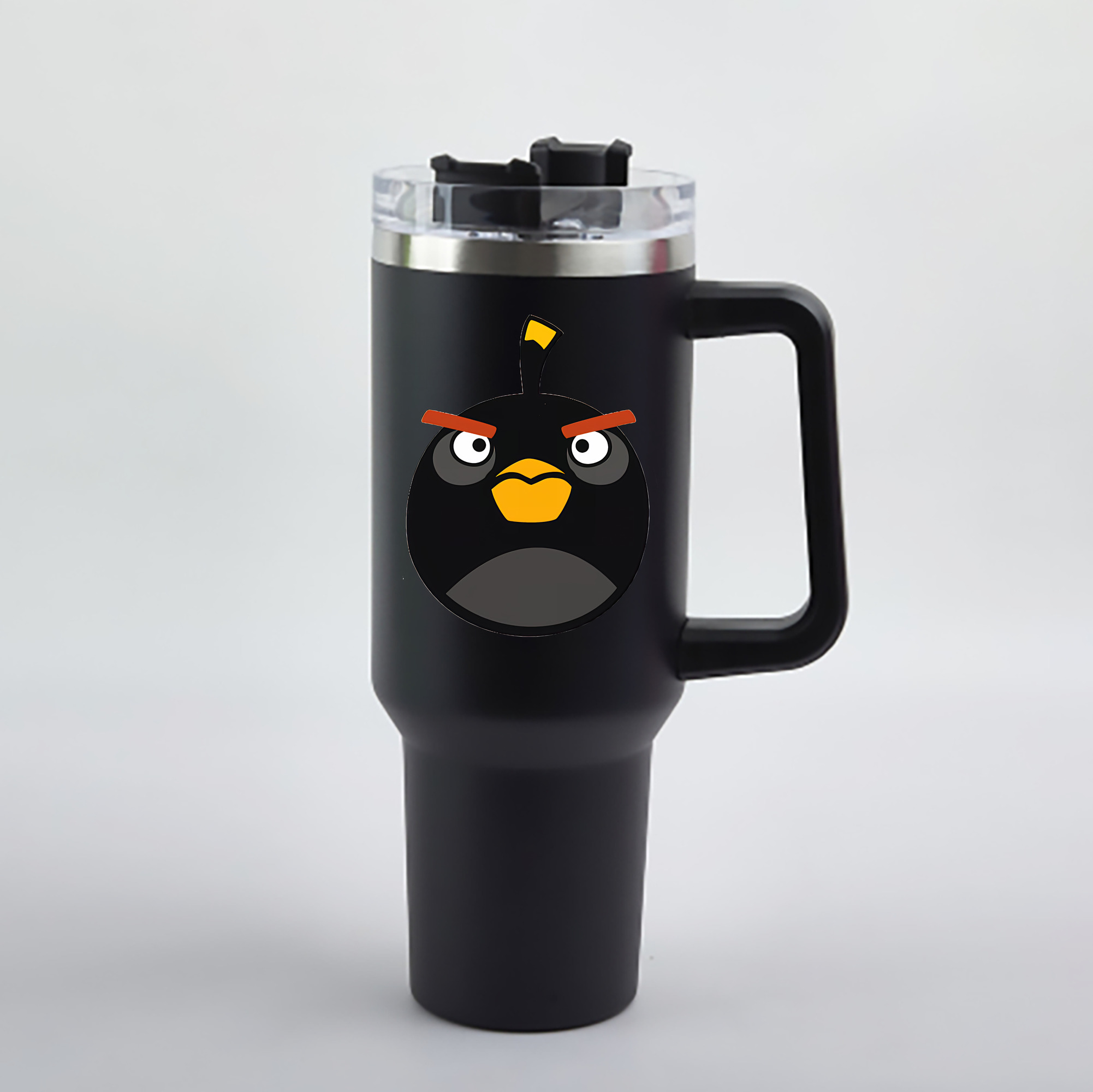 （画像用） Angry Birds アングリーバード 1200mL車用タンブラー - クリスタルステッカー（プラスチックストロー付き）