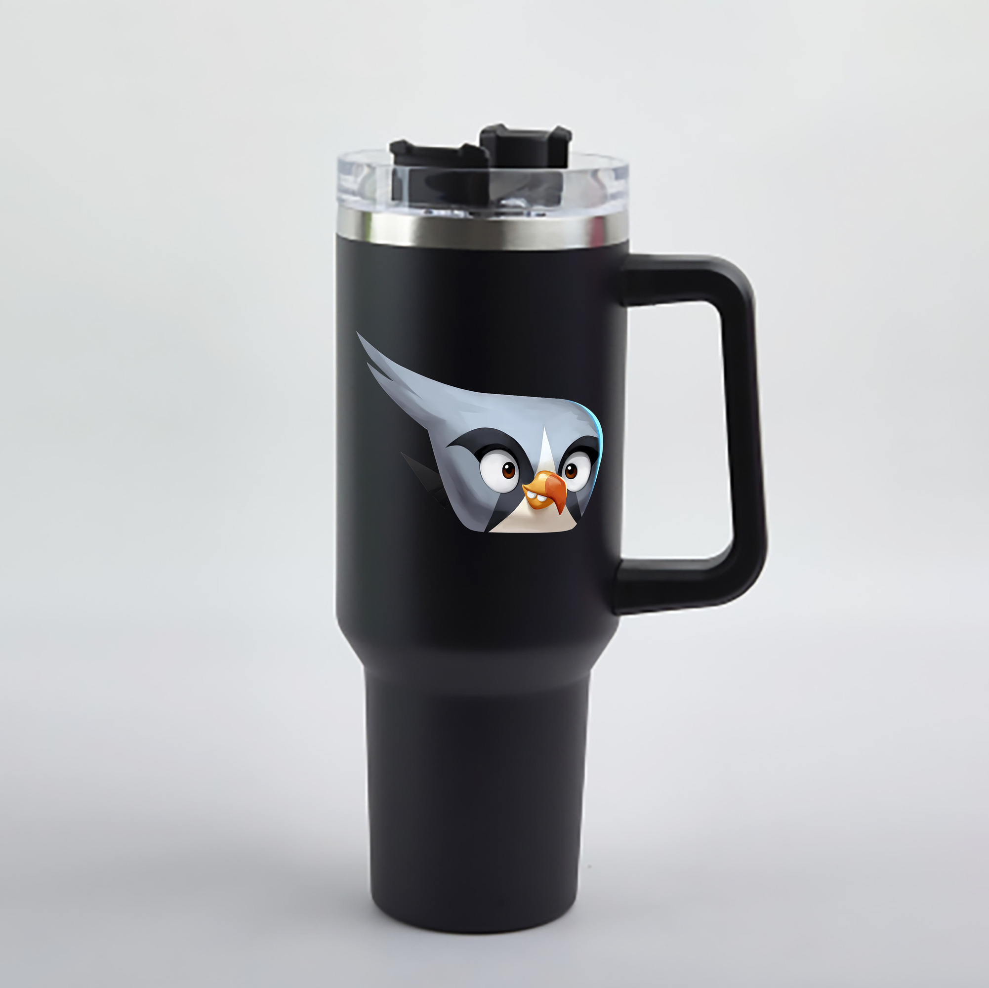 （画像用） Angry Birds アングリーバード 1200mL車用タンブラー - クリスタルステッカー（プラスチックストロー付き）