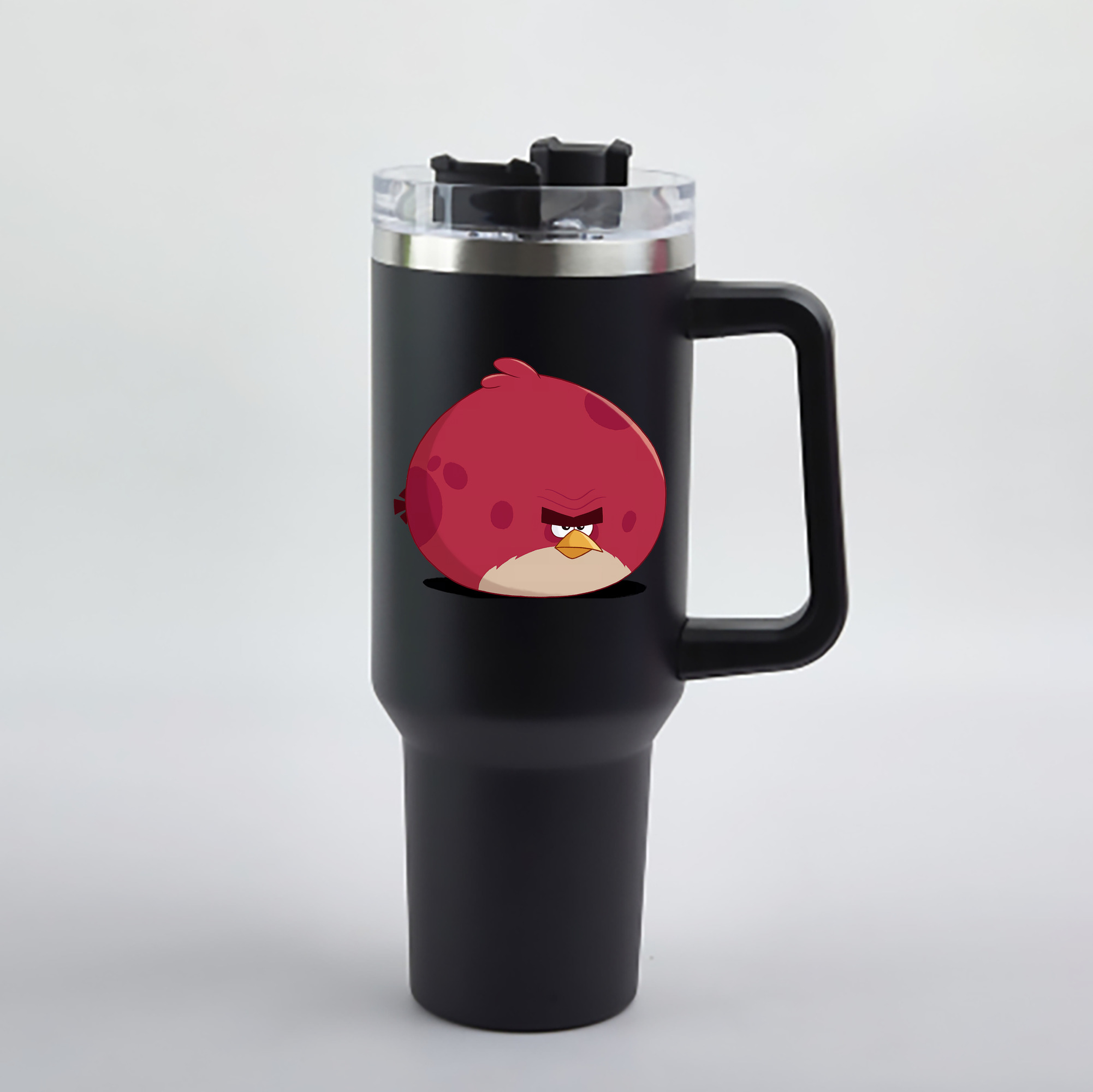 （画像用） Angry Birds アングリーバード 1200mL車用タンブラー - クリスタルステッカー（プラスチックストロー付き）