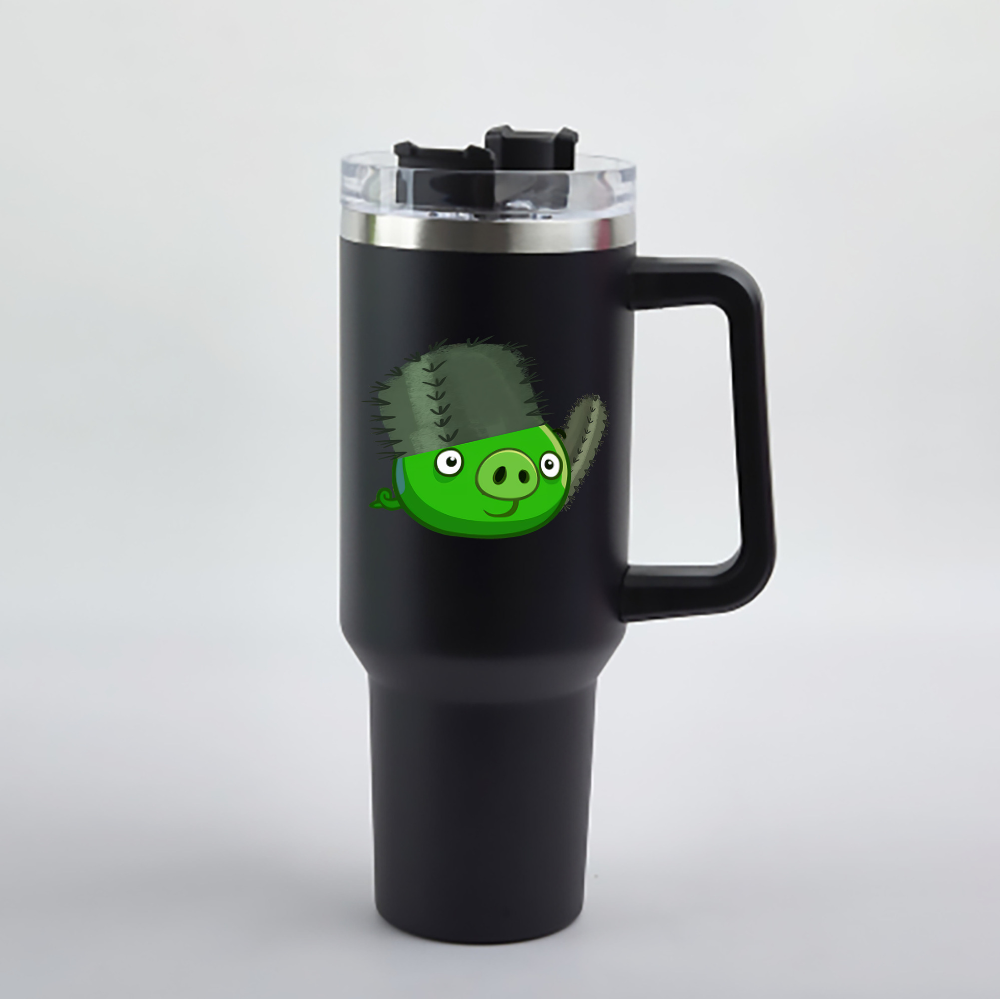 （画像用） Angry Birds アングリーバード 1200mL車用タンブラー - クリスタルステッカー（プラスチックストロー付き）