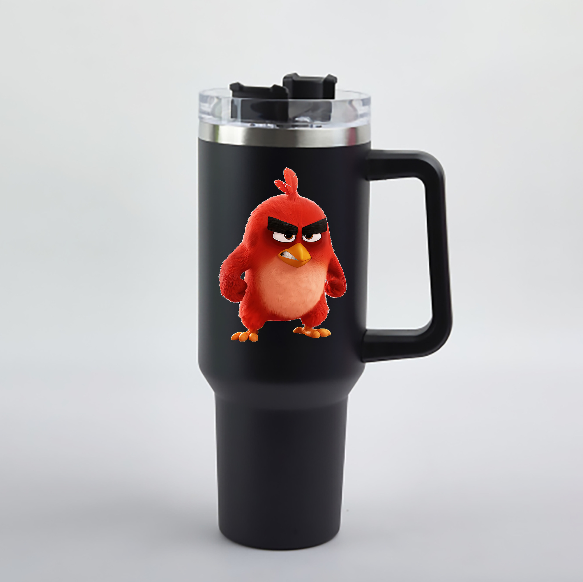 （画像用） Angry Birds アングリーバード 1200mL車用タンブラー - クリスタルステッカー（プラスチックストロー付き）