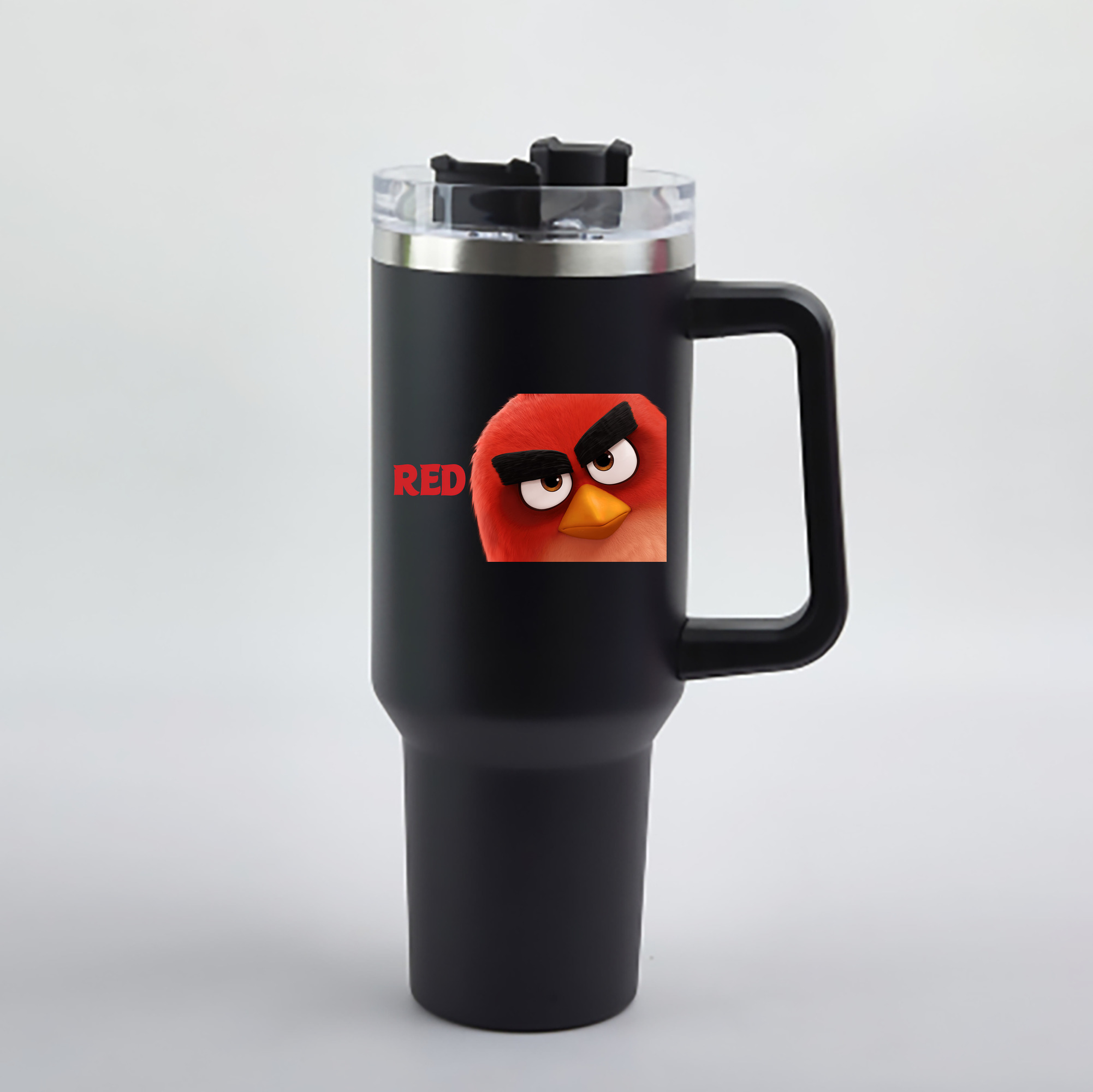 （画像用） Angry Birds アングリーバード 1200mL車用タンブラー - クリスタルステッカー（プラスチックストロー付き）