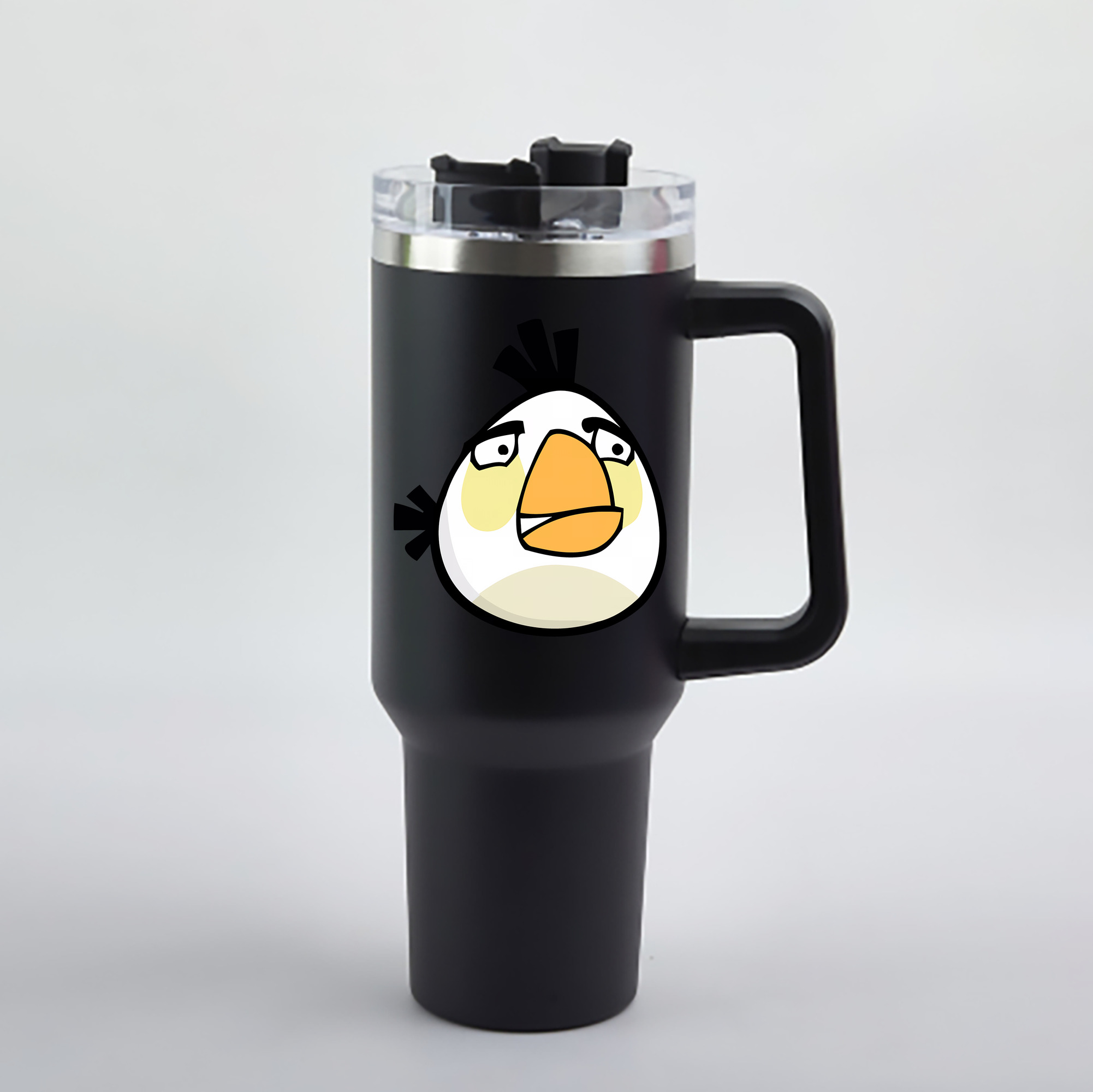 （画像用） Angry Birds アングリーバード 1200mL車用タンブラー - クリスタルステッカー（プラスチックストロー付き）