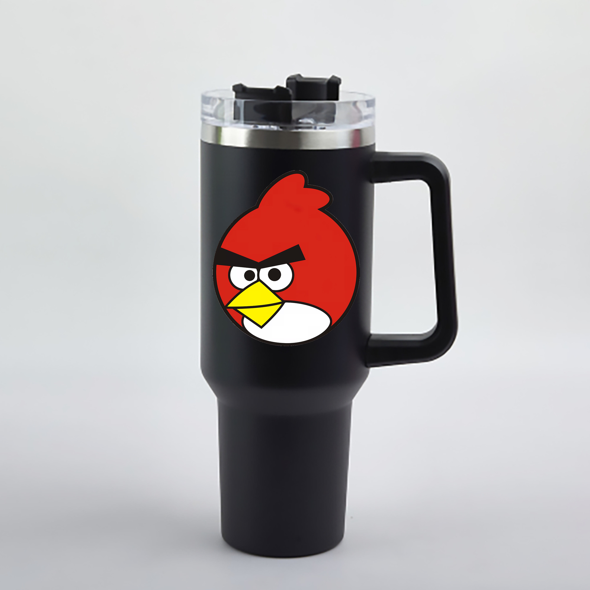 （画像用） Angry Birds アングリーバード 1200mL車用タンブラー - クリスタルステッカー（プラスチックストロー付き）