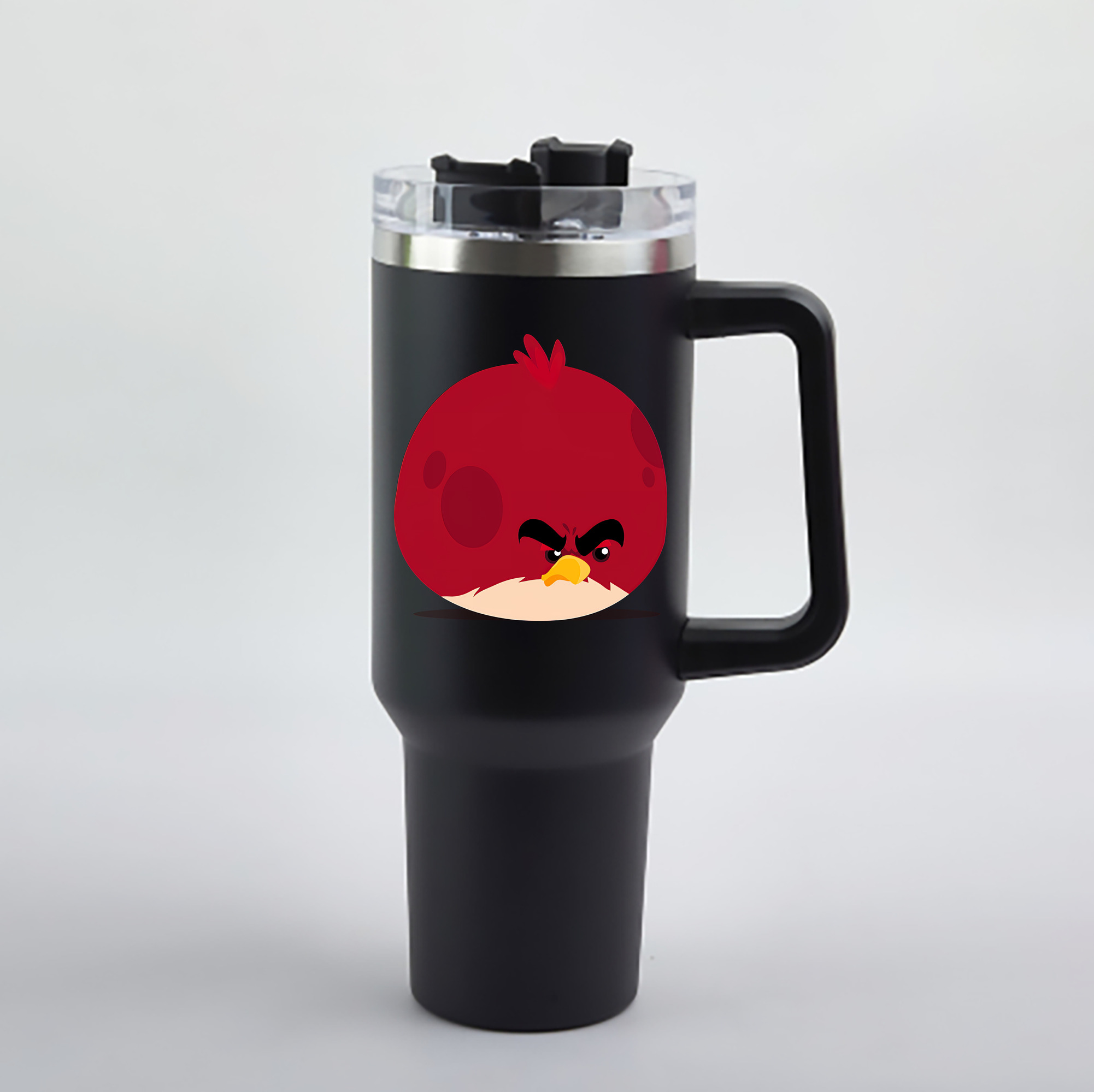 （画像用） Angry Birds アングリーバード 1200mL車用タンブラー - クリスタルステッカー（プラスチックストロー付き）
