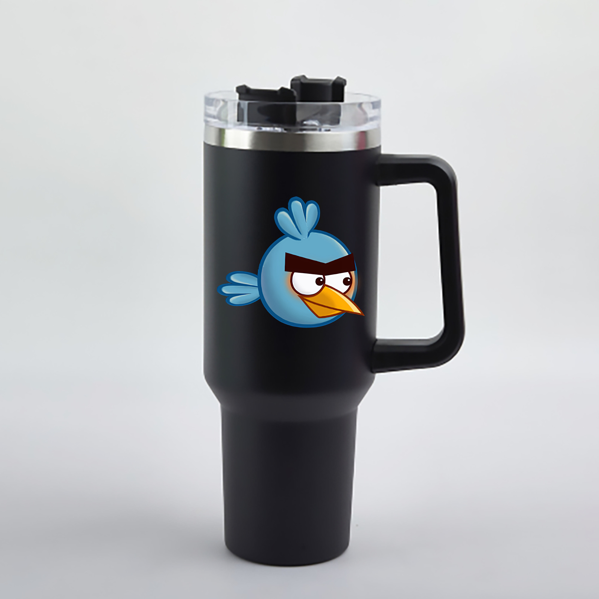 （画像用） Angry Birds アングリーバード 1200mL車用タンブラー - クリスタルステッカー（プラスチックストロー付き）