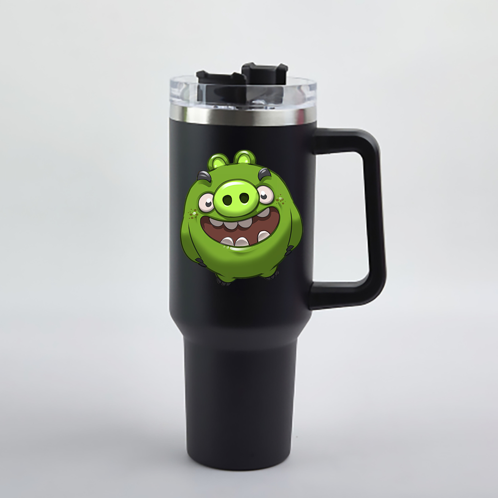 （画像用） Angry Birds アングリーバード 1200mL車用タンブラー - クリスタルステッカー（プラスチックストロー付き）