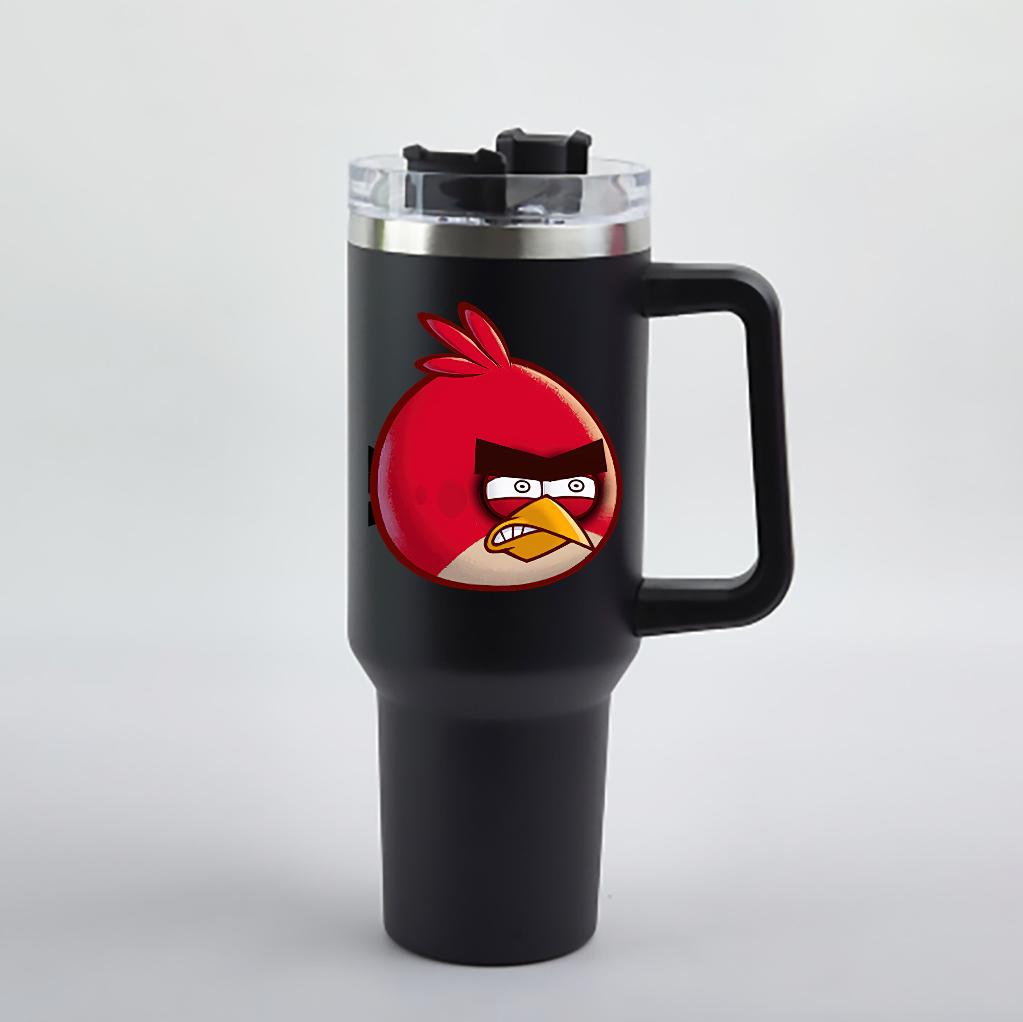 （画像用） Angry Birds アングリーバード 1200mL車用タンブラー - クリスタルステッカー（プラスチックストロー付き）