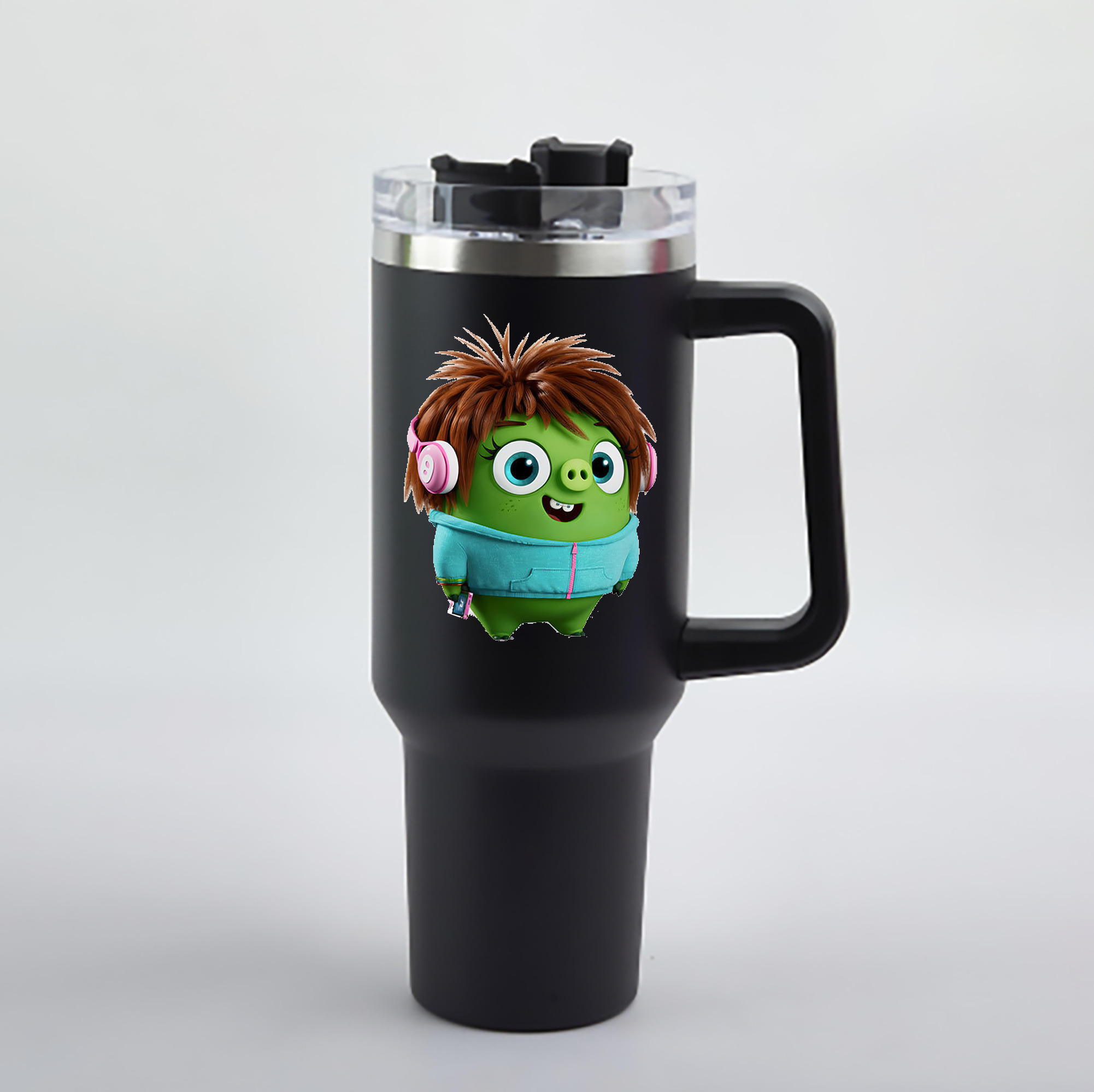 （画像用） Angry Birds アングリーバード 1200mL車用タンブラー - クリスタルステッカー（プラスチックストロー付き）