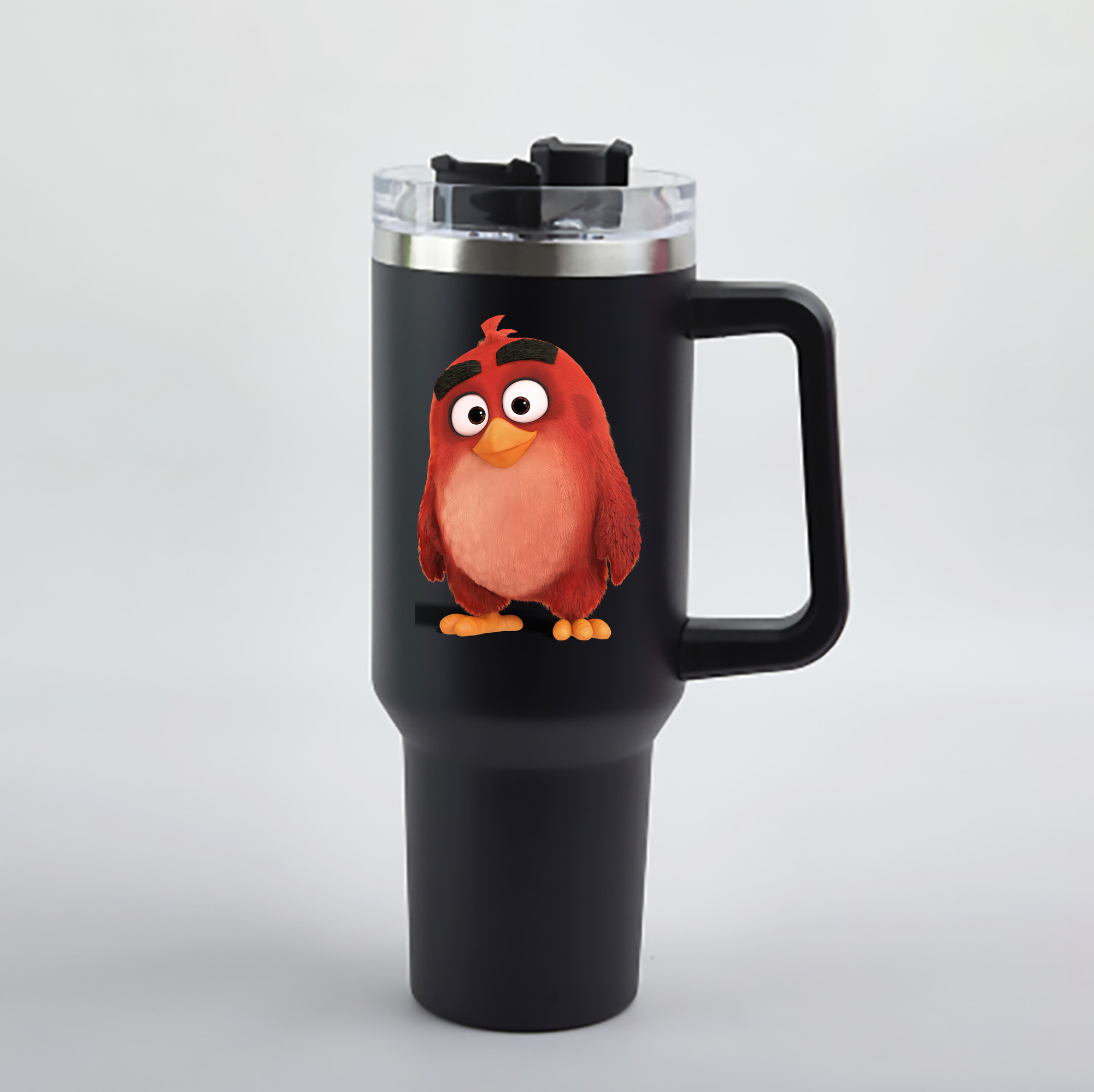 （画像用） Angry Birds アングリーバード 1200mL車用タンブラー - クリスタルステッカー（プラスチックストロー付き）