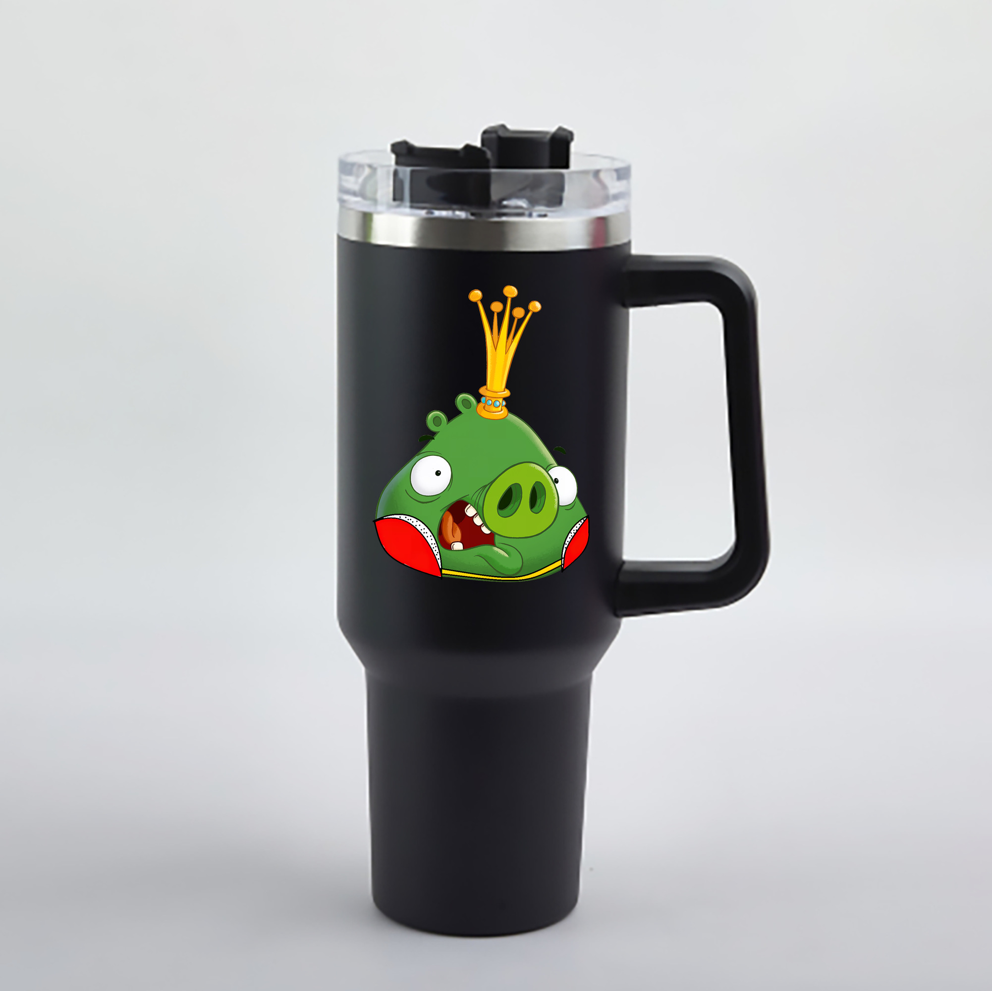 （画像用） Angry Birds アングリーバード 1200mL車用タンブラー - クリスタルステッカー（プラスチックストロー付き）