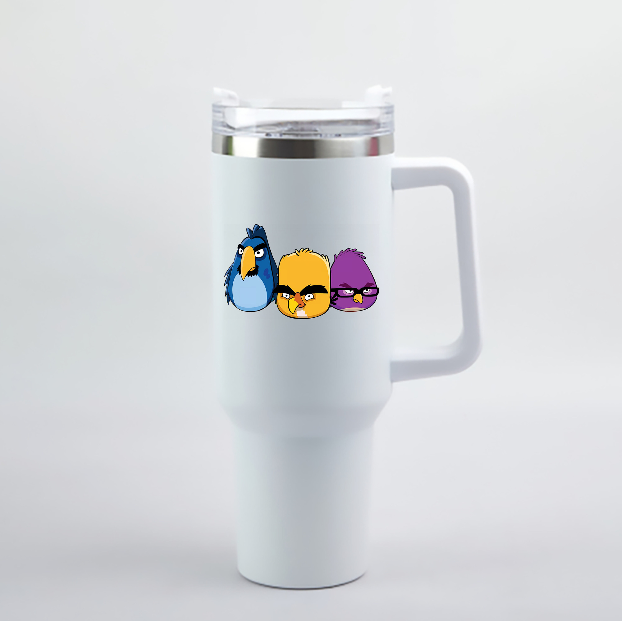 （画像用） Angry Birds アングリーバード 1200mL車用タンブラー - クリスタルステッカー（プラスチックストロー付き）