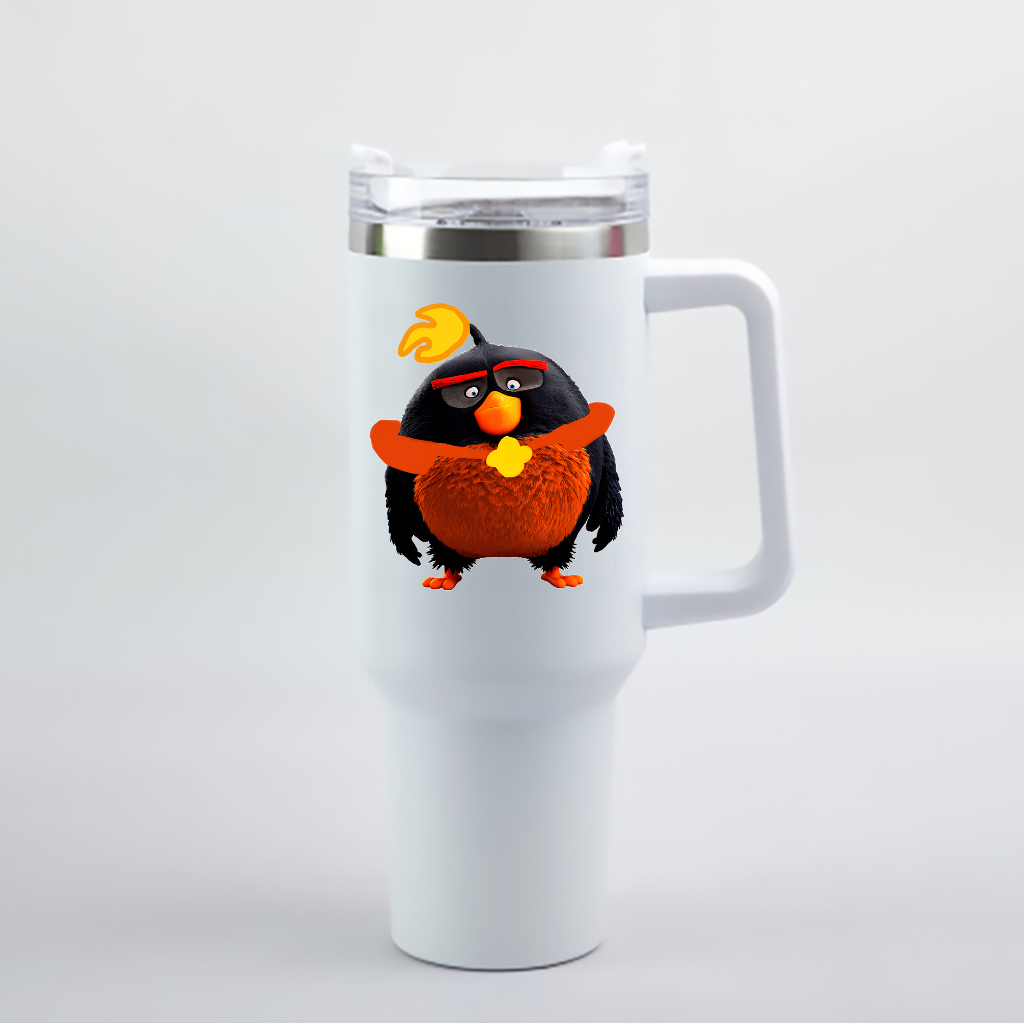 （画像用） Angry Birds アングリーバード 1200mL車用タンブラー - クリスタルステッカー（プラスチックストロー付き）