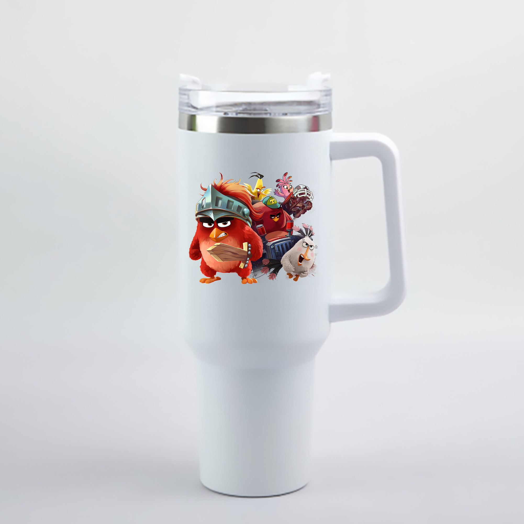 （画像用） Angry Birds アングリーバード 1200mL車用タンブラー - クリスタルステッカー（プラスチックストロー付き）