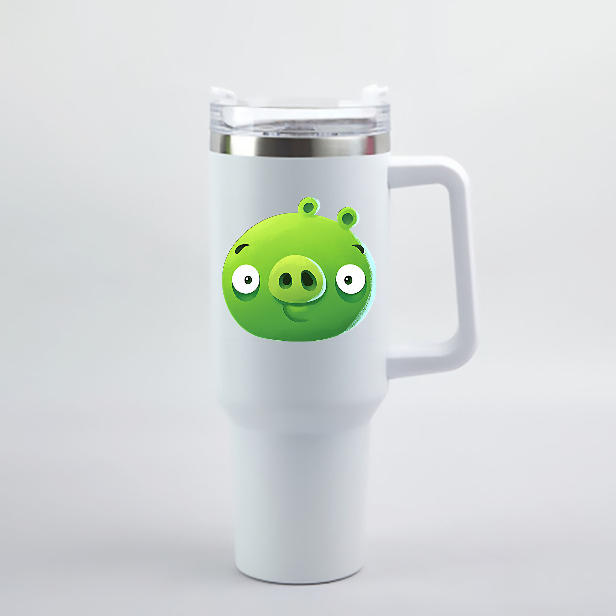 （画像用） Angry Birds アングリーバード 1200mL車用タンブラー - クリスタルステッカー（プラスチックストロー付き）