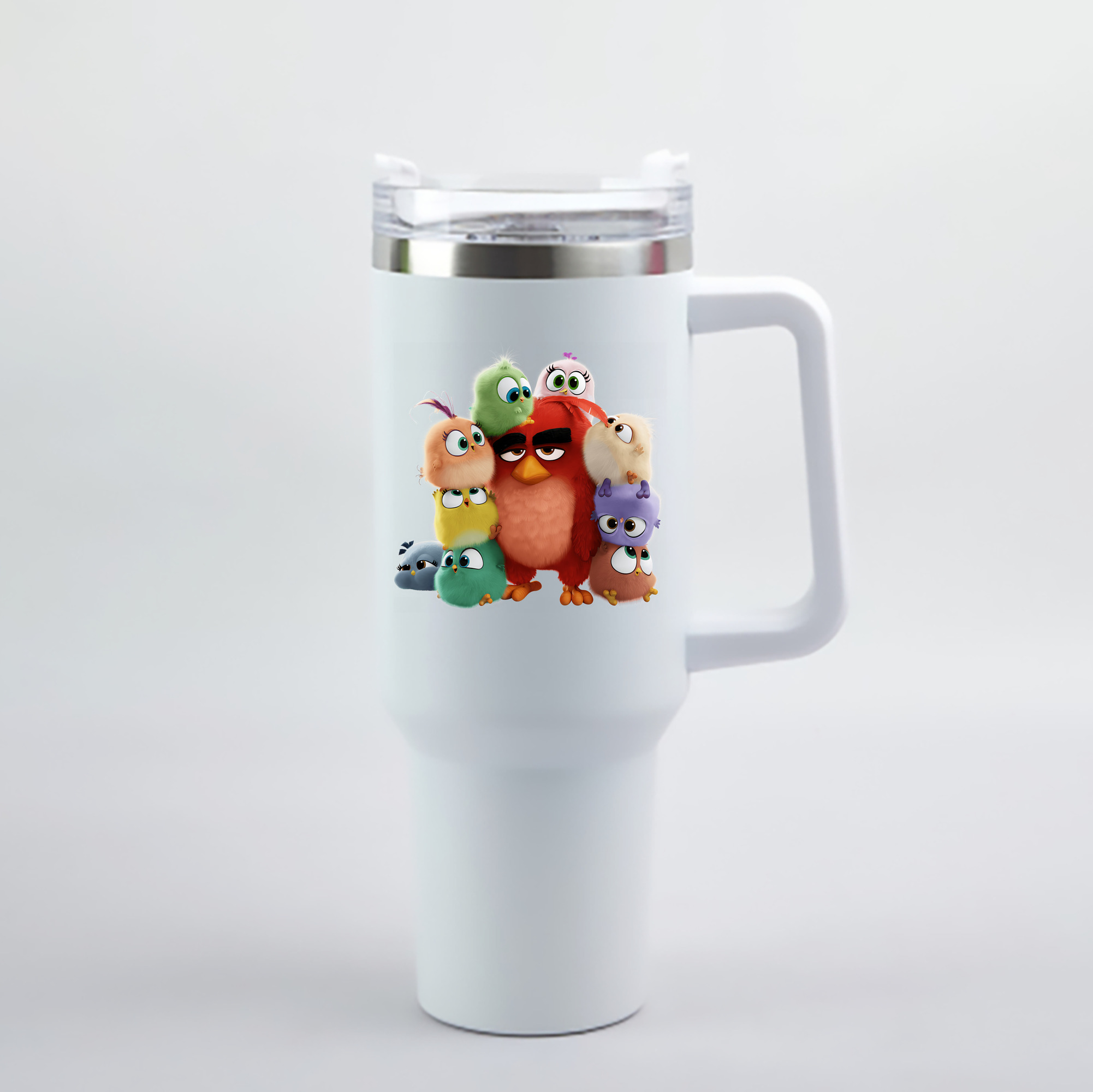 （画像用） Angry Birds アングリーバード 1200mL車用タンブラー - クリスタルステッカー（プラスチックストロー付き）