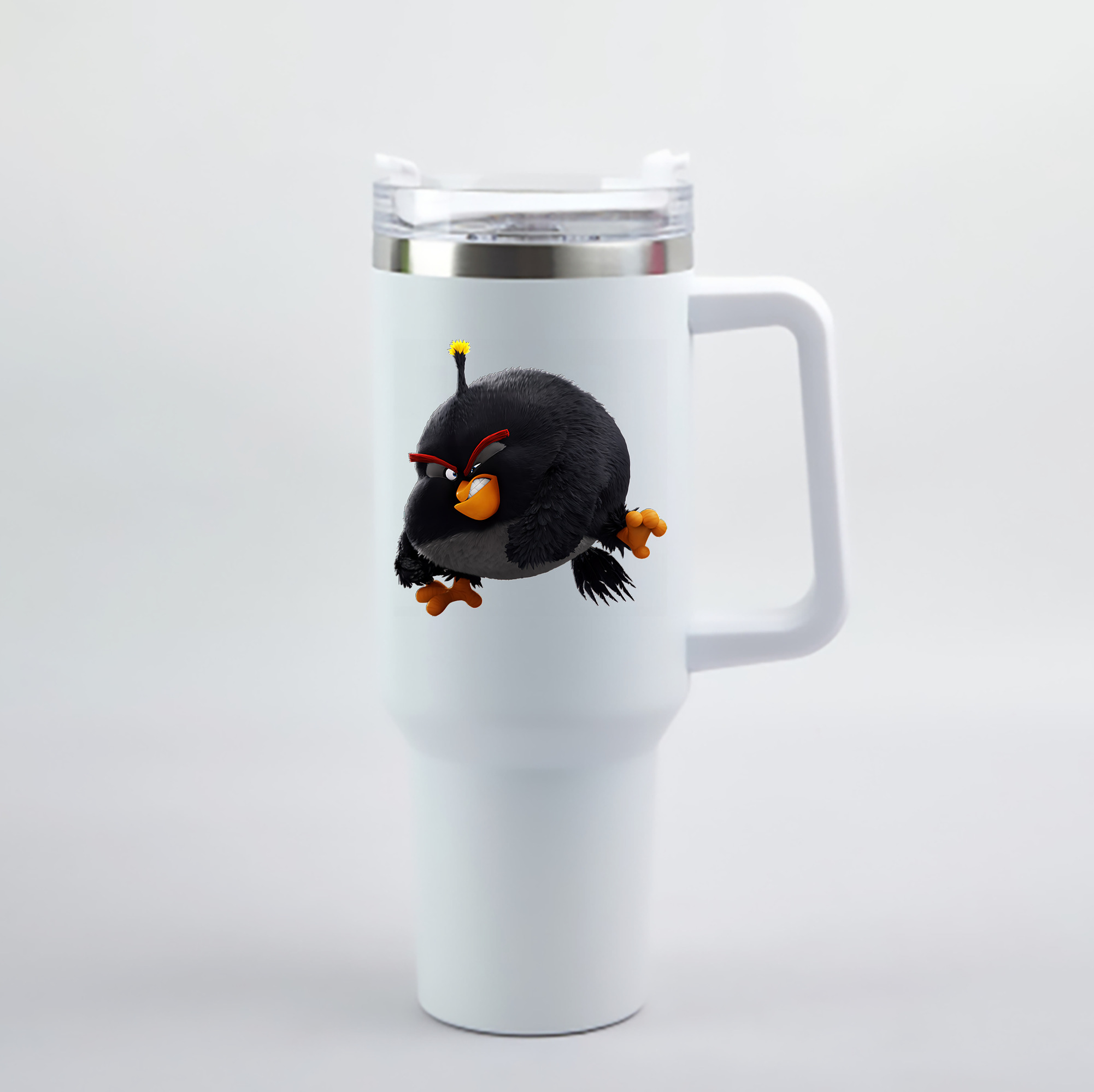 （画像用） Angry Birds アングリーバード 1200mL車用タンブラー - クリスタルステッカー（プラスチックストロー付き）