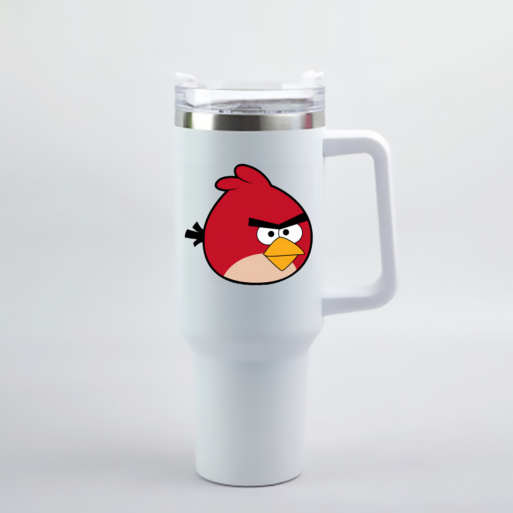 （画像用） Angry Birds アングリーバード 1200mL車用タンブラー - クリスタルステッカー（プラスチックストロー付き）