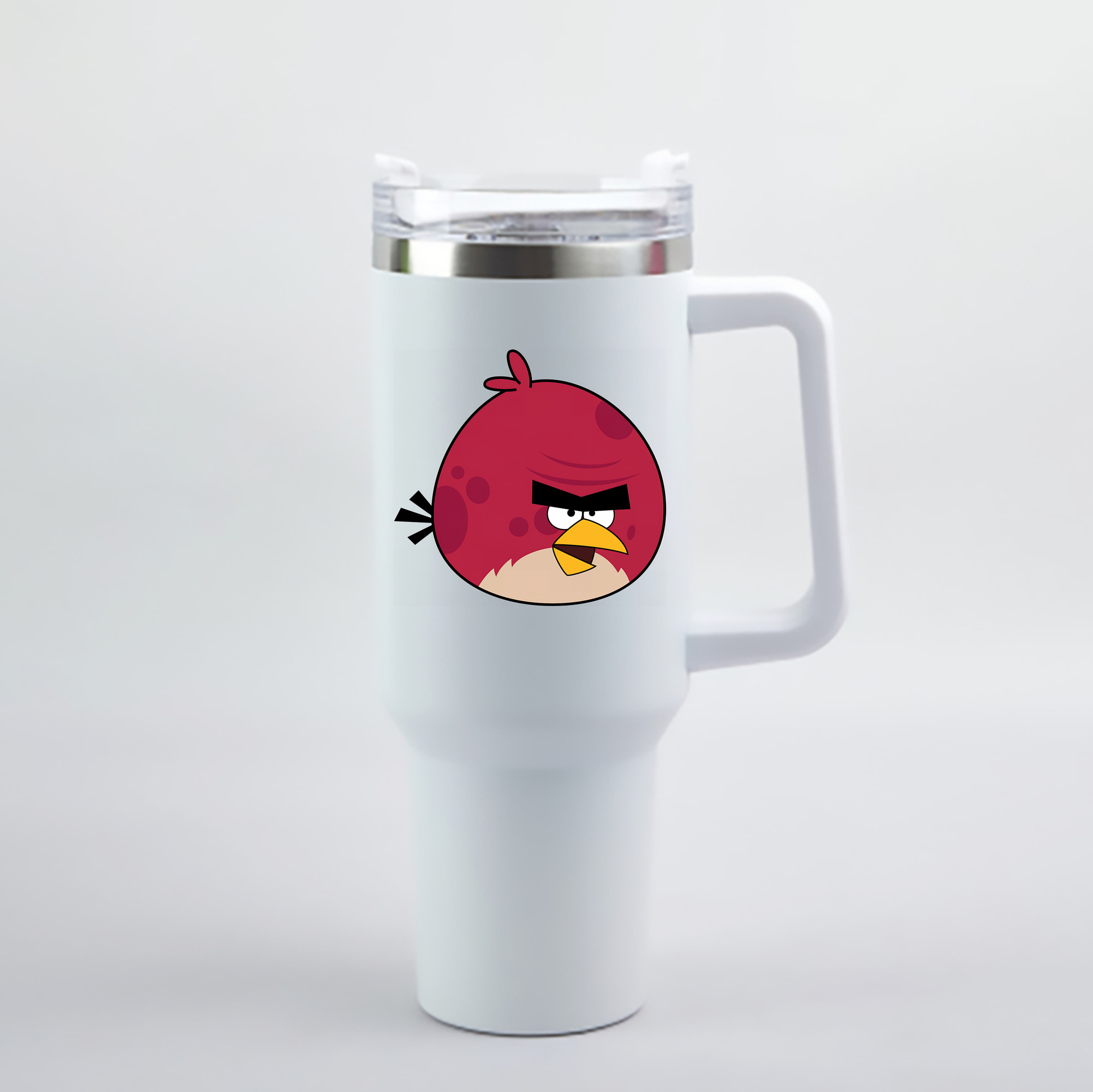 （画像用） Angry Birds アングリーバード 1200mL車用タンブラー - クリスタルステッカー（プラスチックストロー付き）