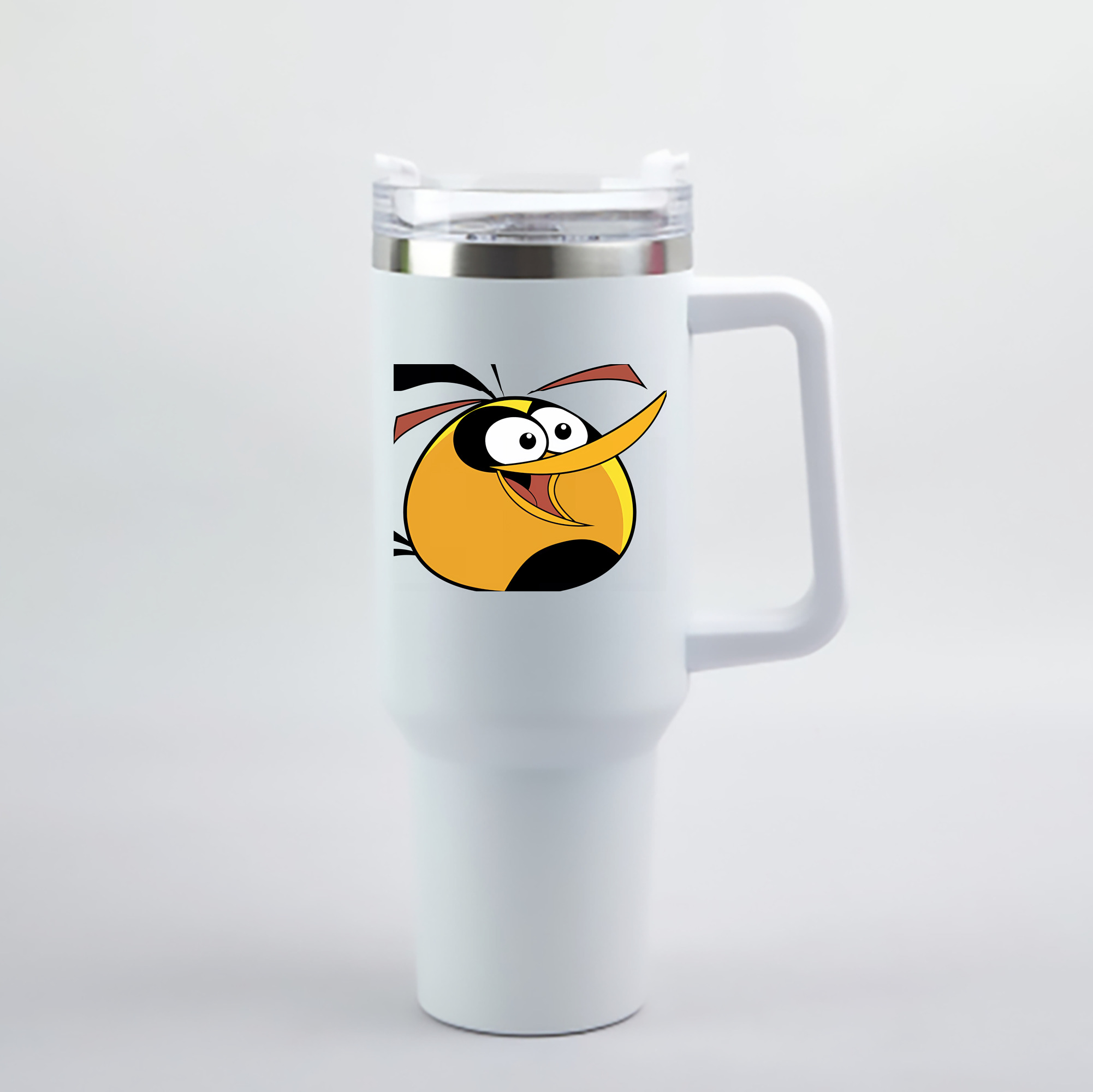 （画像用） Angry Birds アングリーバード 1200mL車用タンブラー - クリスタルステッカー（プラスチックストロー付き）