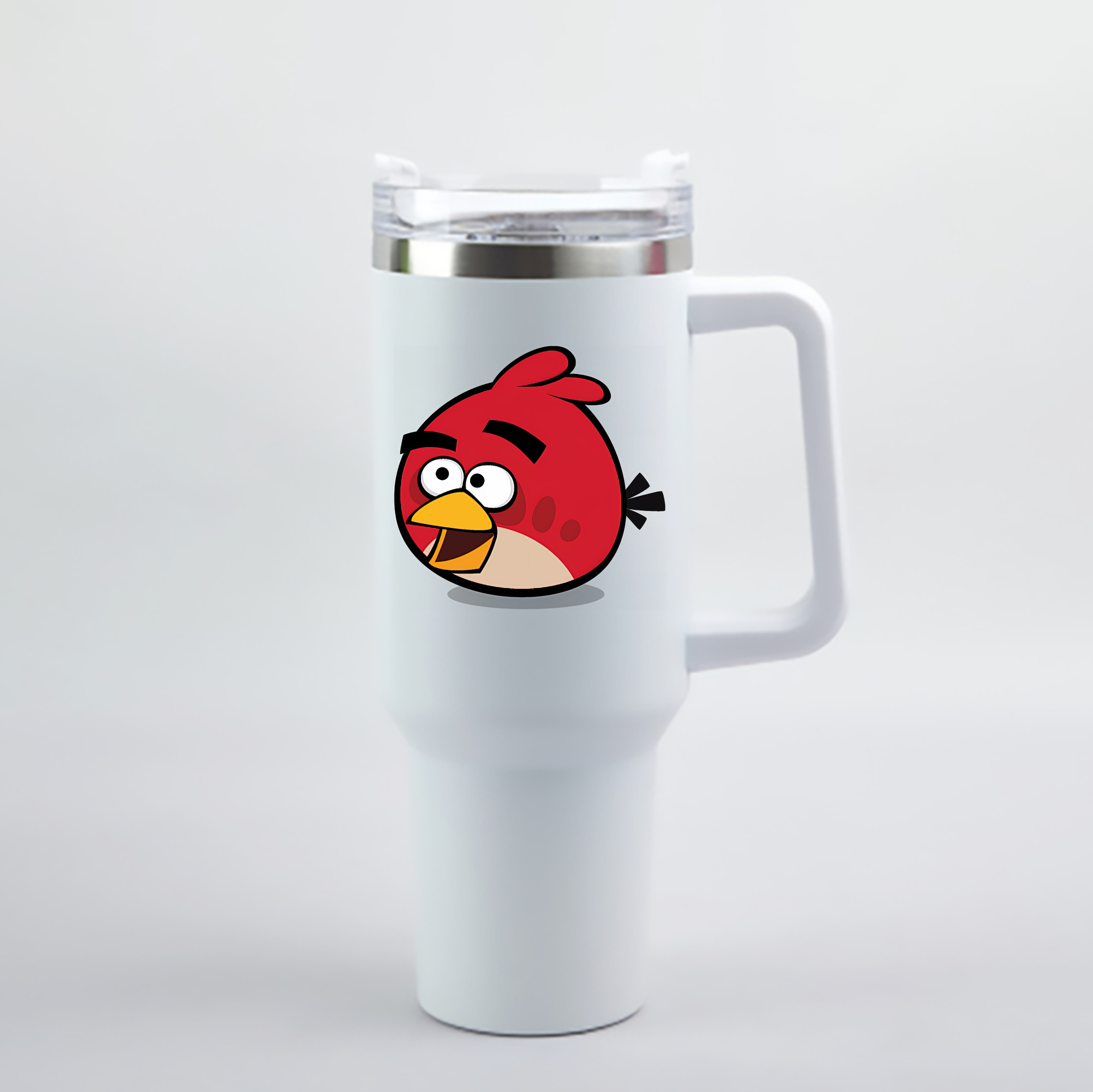 （画像用） Angry Birds アングリーバード 1200mL車用タンブラー - クリスタルステッカー（プラスチックストロー付き）