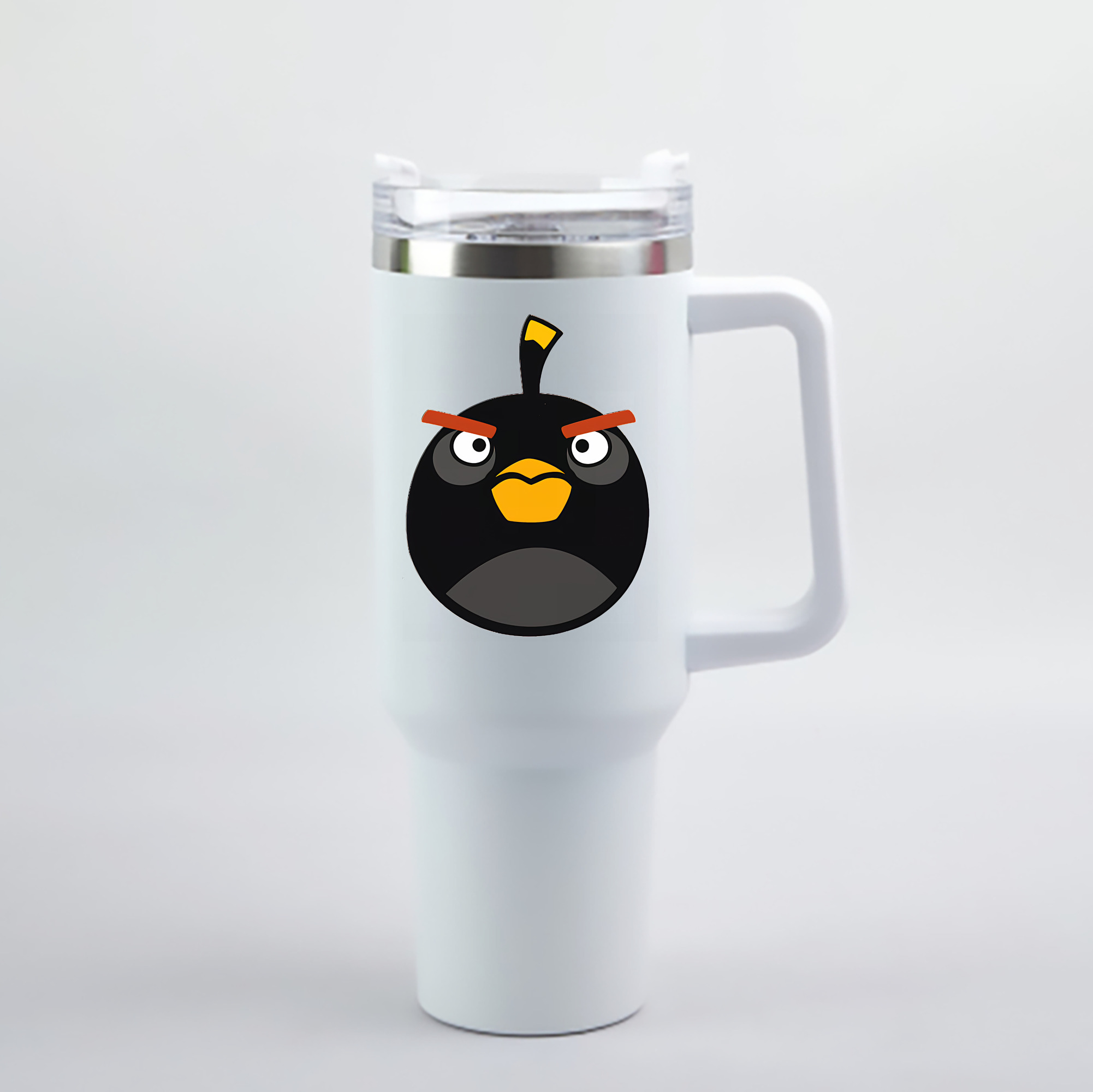 （画像用） Angry Birds アングリーバード 1200mL車用タンブラー - クリスタルステッカー（プラスチックストロー付き）