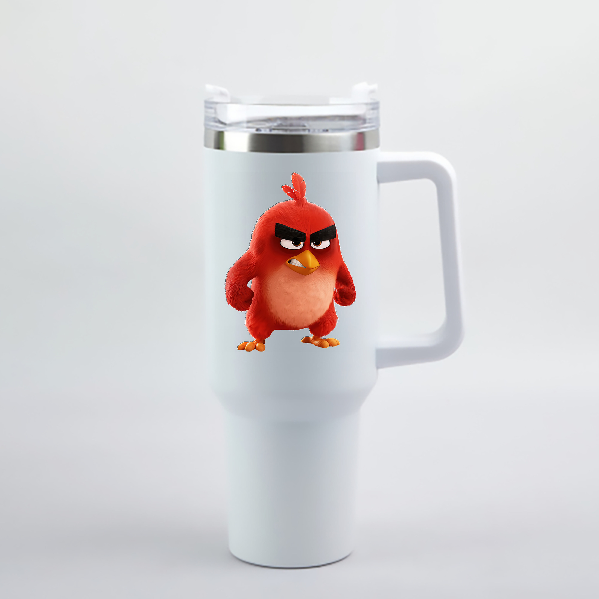 （画像用） Angry Birds アングリーバード 1200mL車用タンブラー - クリスタルステッカー（プラスチックストロー付き）