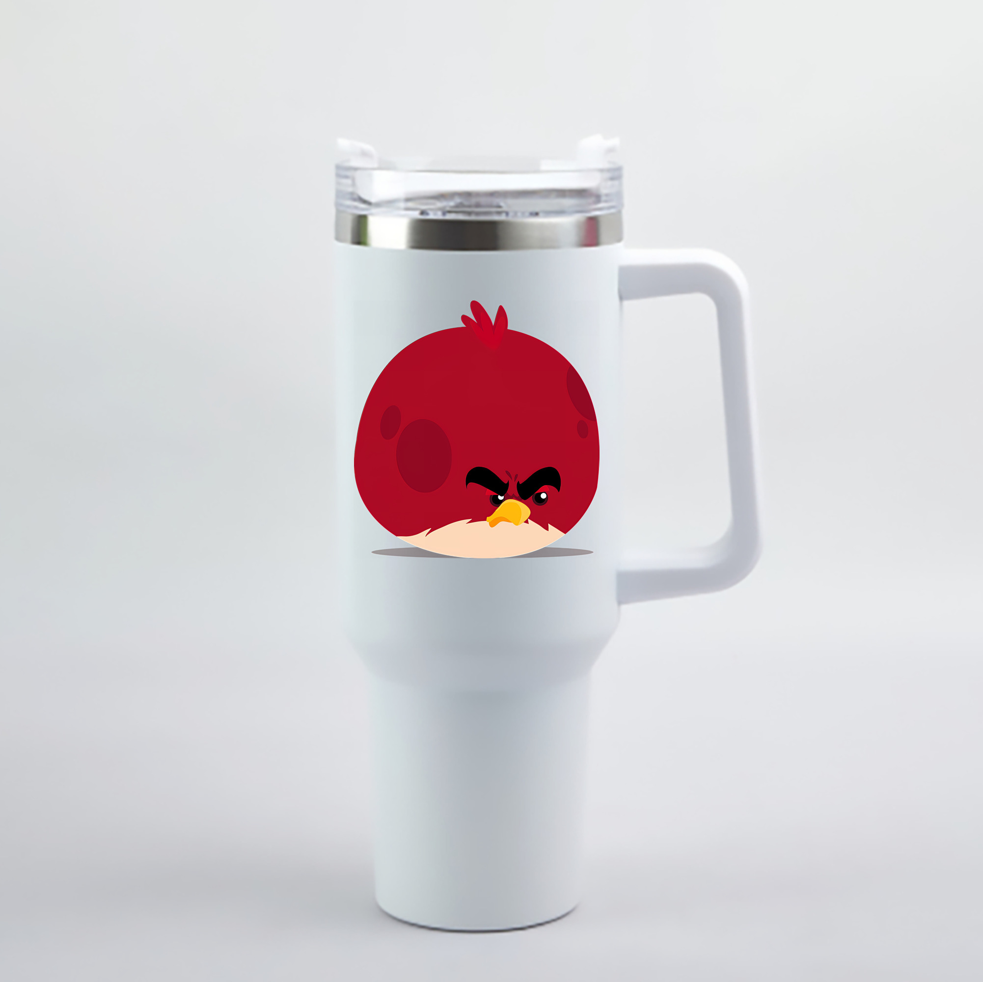 （画像用） Angry Birds アングリーバード 1200mL車用タンブラー - クリスタルステッカー（プラスチックストロー付き）