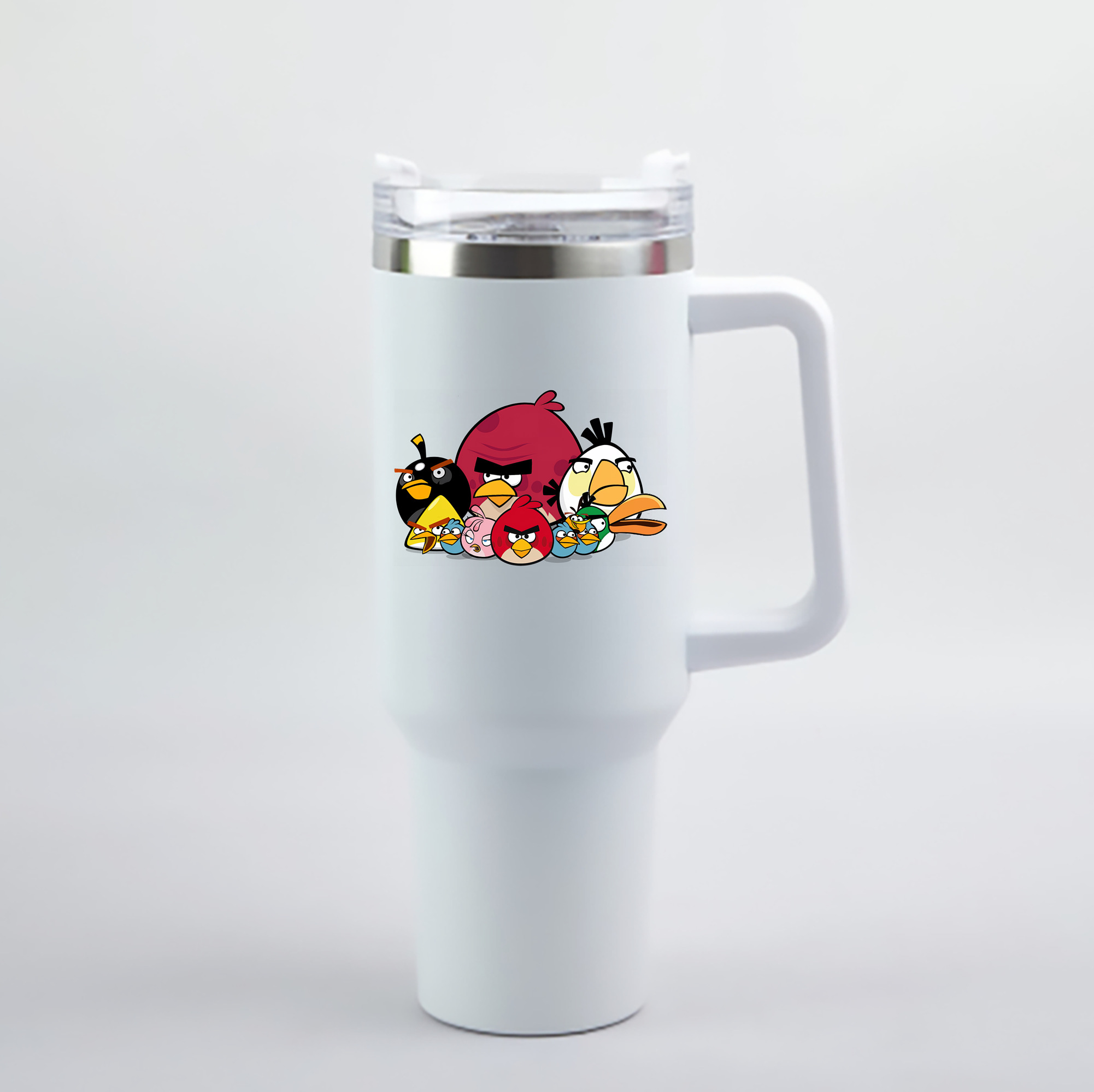 （画像用） Angry Birds アングリーバード 1200mL車用タンブラー - クリスタルステッカー（プラスチックストロー付き）