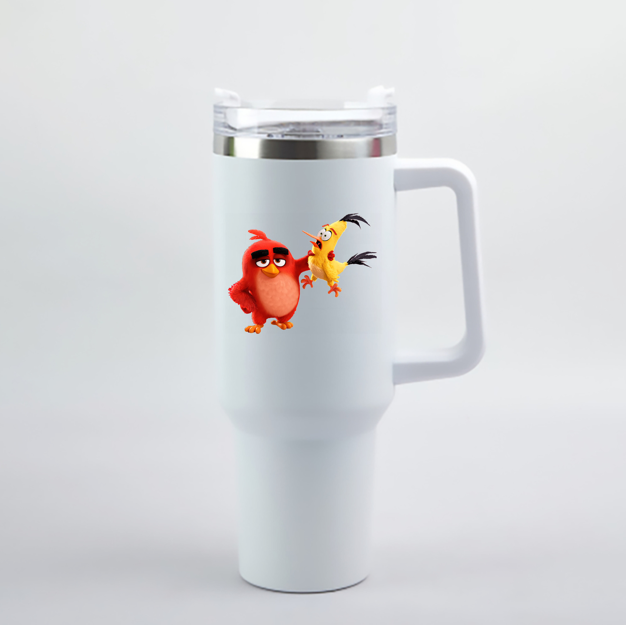 （画像用） Angry Birds アングリーバード 1200mL車用タンブラー - クリスタルステッカー（プラスチックストロー付き）