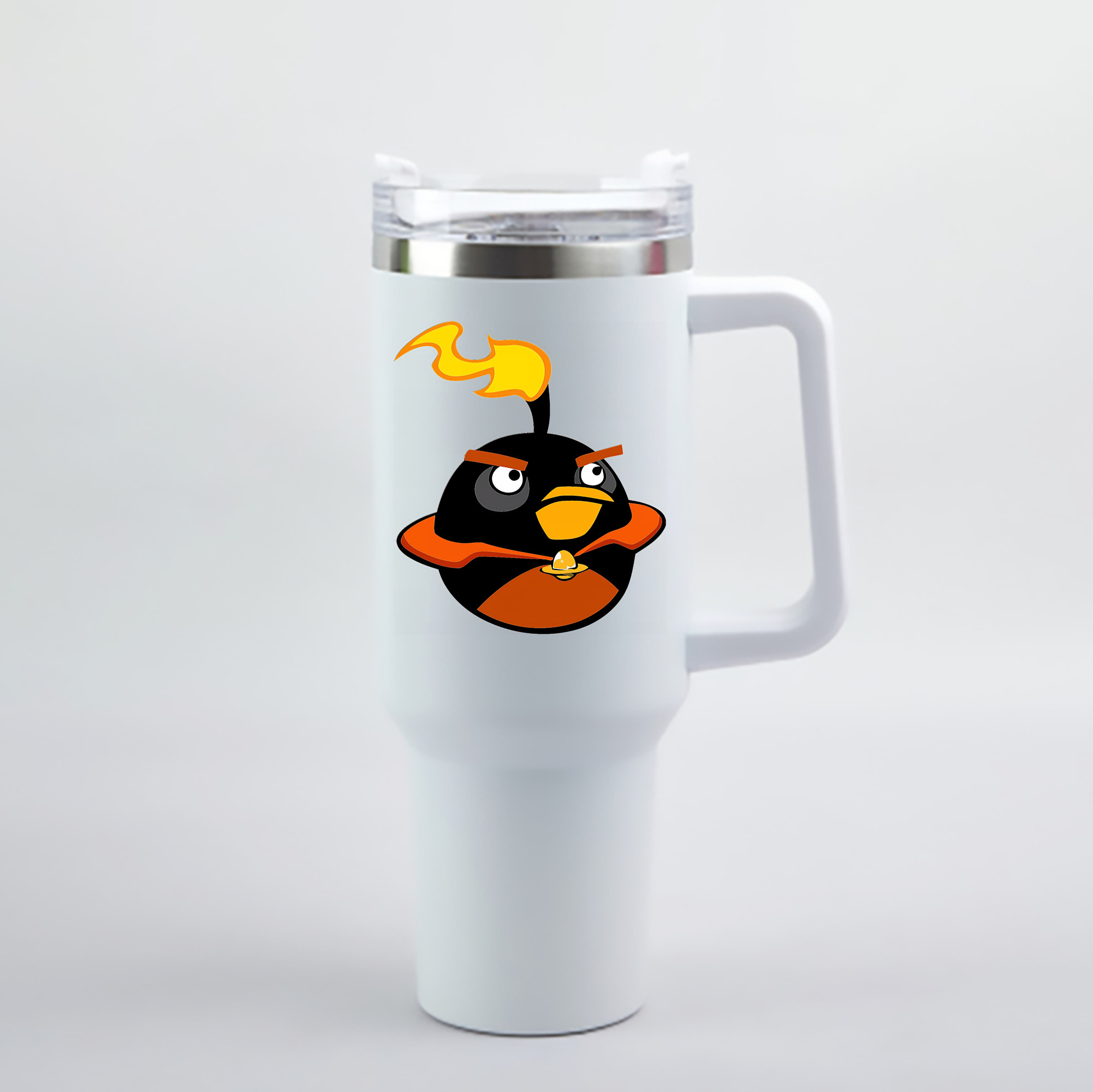 （画像用） Angry Birds アングリーバード 1200mL車用タンブラー - クリスタルステッカー（プラスチックストロー付き）