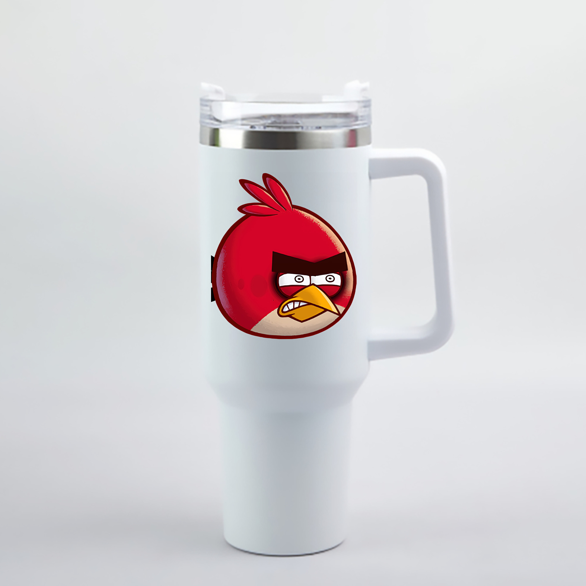 （画像用） Angry Birds アングリーバード 1200mL車用タンブラー - クリスタルステッカー（プラスチックストロー付き）