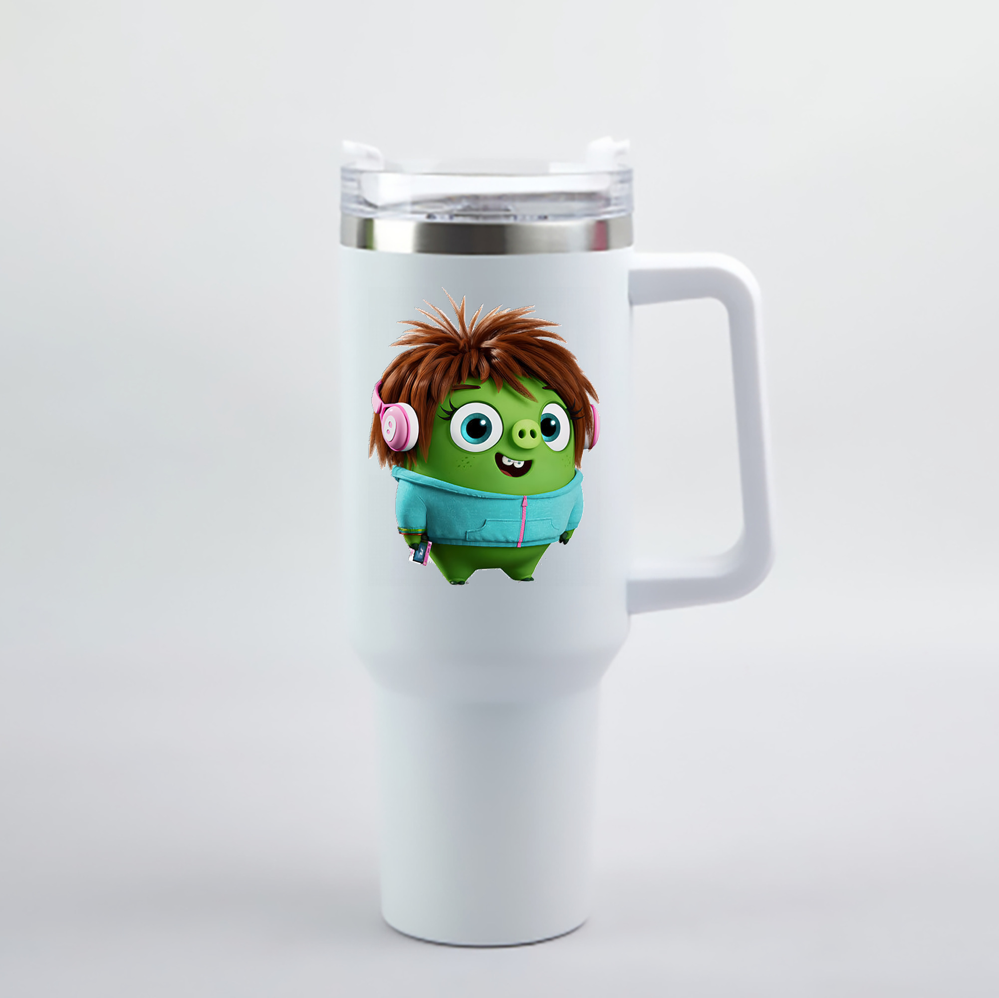 （画像用） Angry Birds アングリーバード 1200mL車用タンブラー - クリスタルステッカー（プラスチックストロー付き）