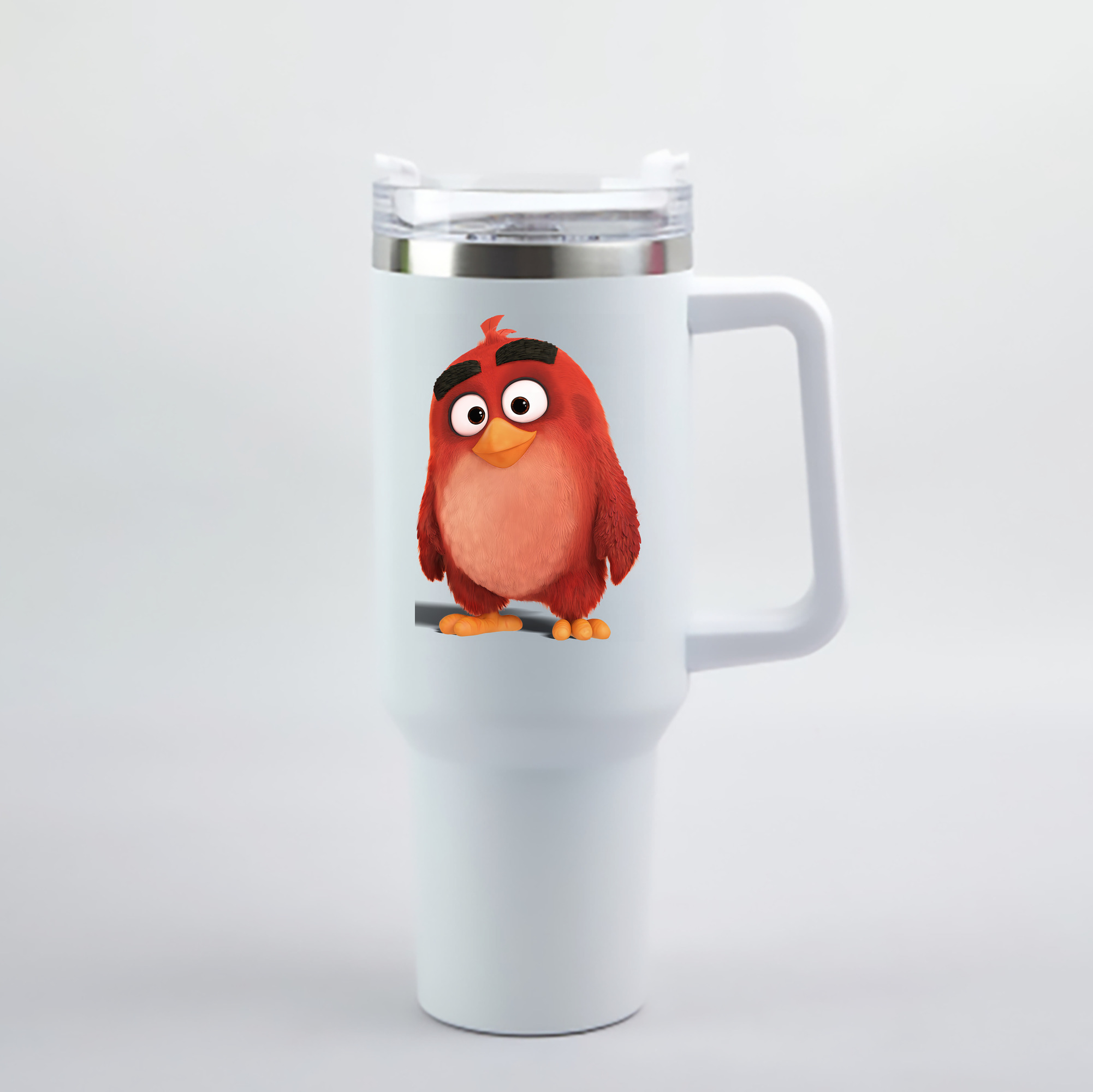 （画像用） Angry Birds アングリーバード 1200mL車用タンブラー - クリスタルステッカー（プラスチックストロー付き）