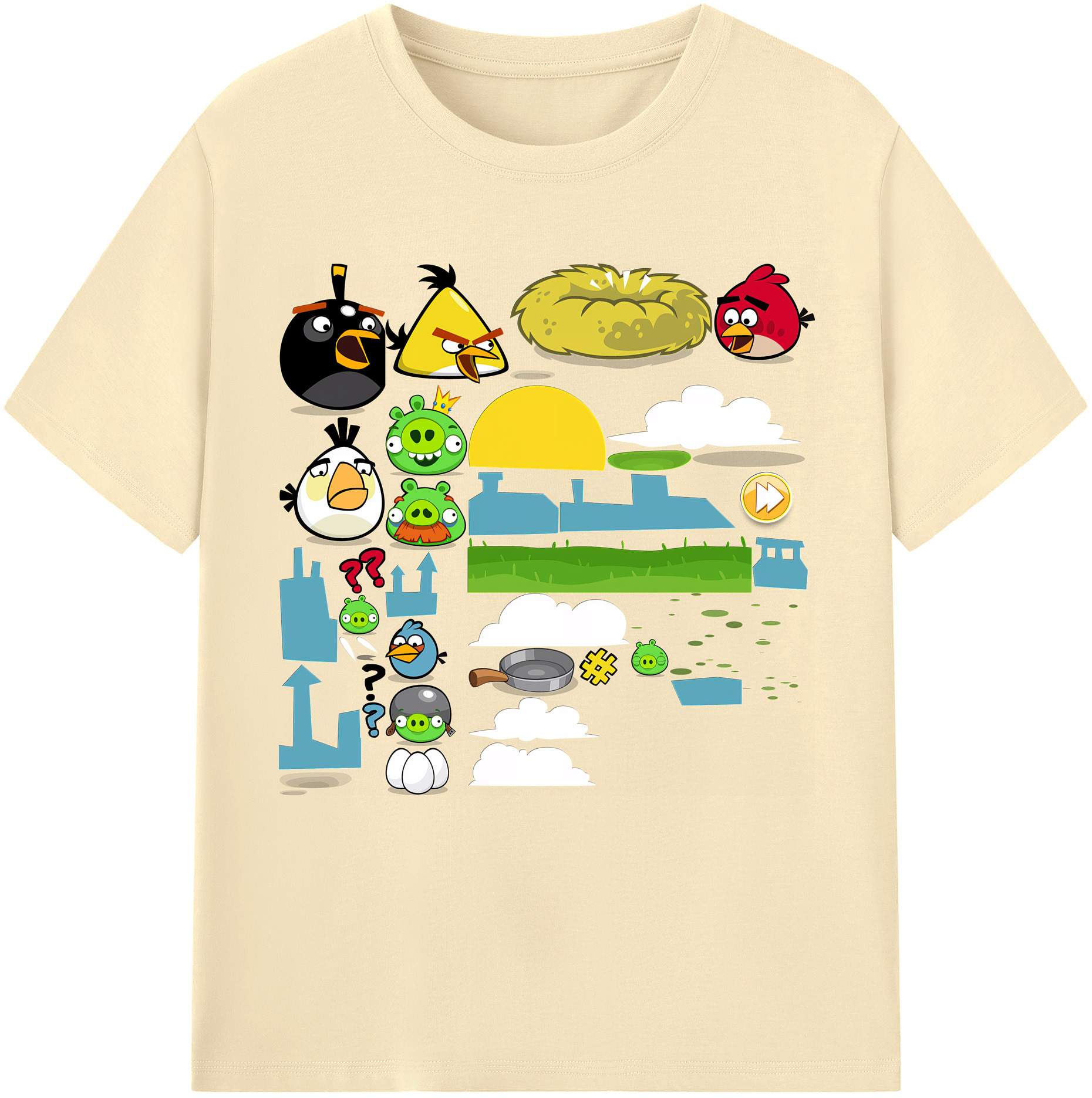 （画像用） Angry Birds アングリーバード 綿100％半袖Tシャツ（フロントプリント）