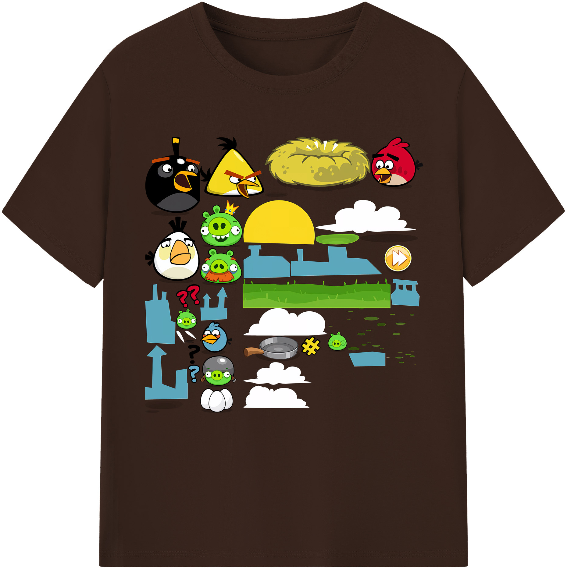 （画像用） Angry Birds アングリーバード 綿100％半袖Tシャツ（フロントプリント）