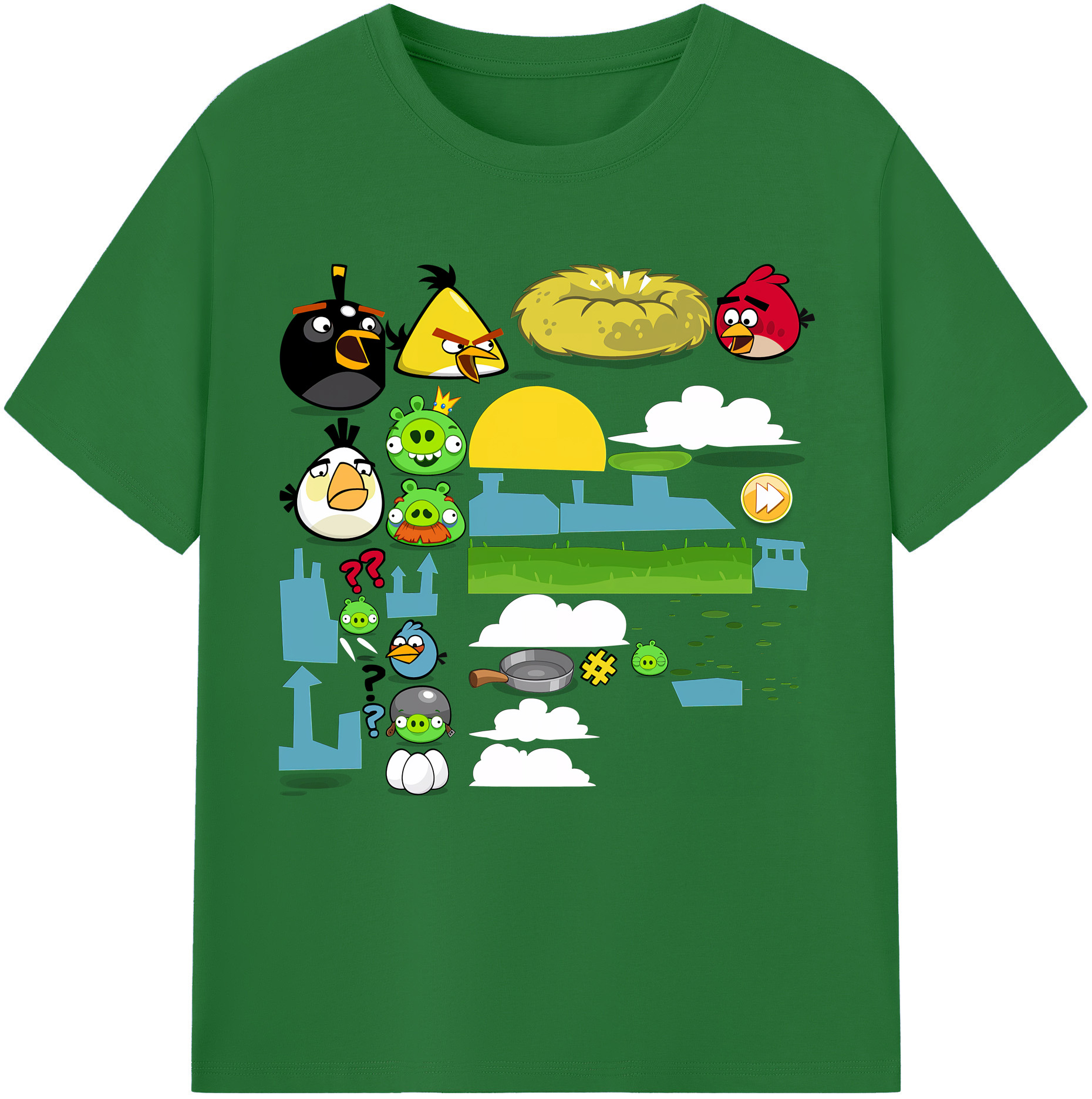 （画像用） Angry Birds アングリーバード 綿100％半袖Tシャツ（フロントプリント）