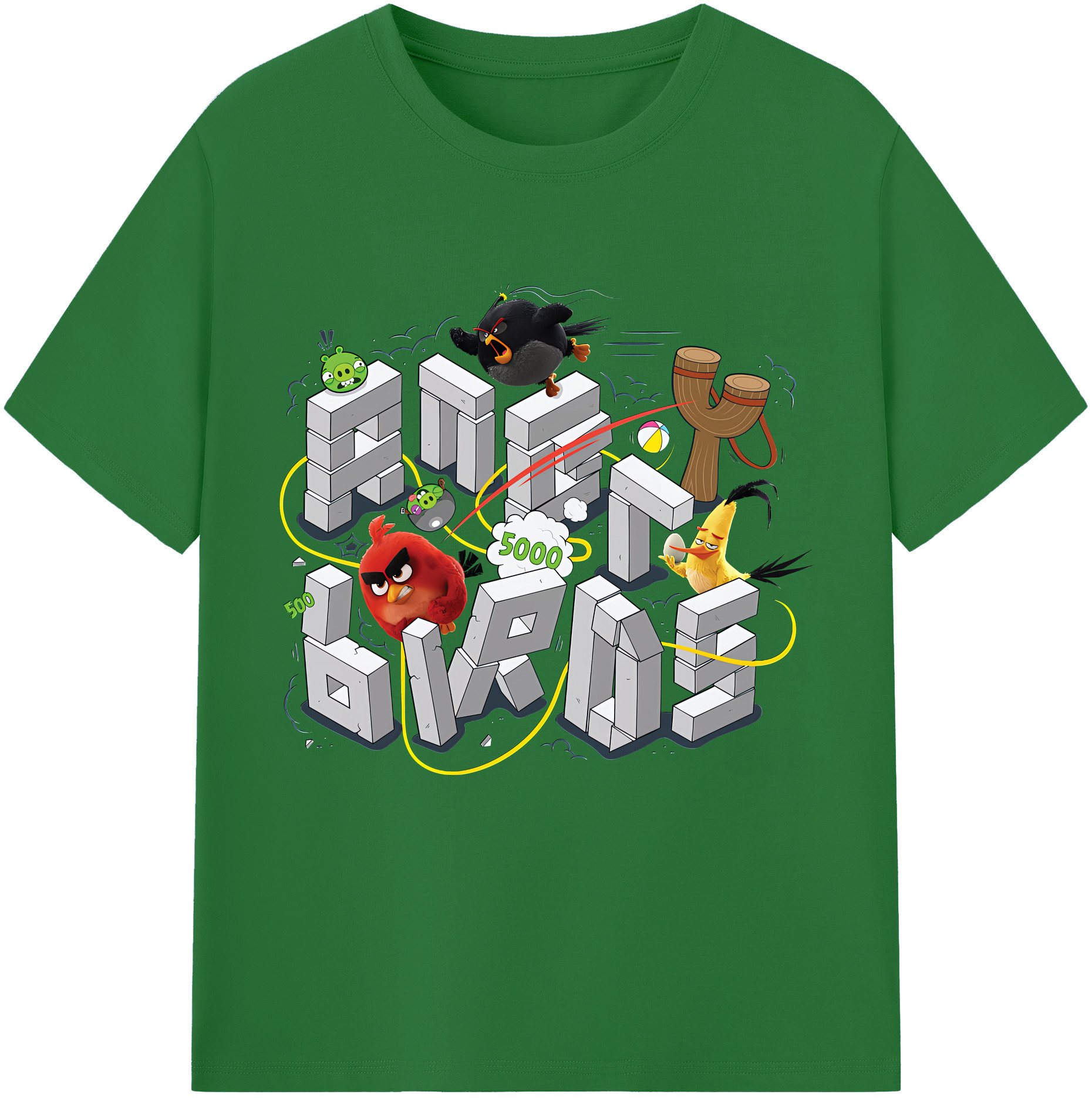 （画像用） Angry Birds アングリーバード 綿100％半袖Tシャツ（フロントプリント）
