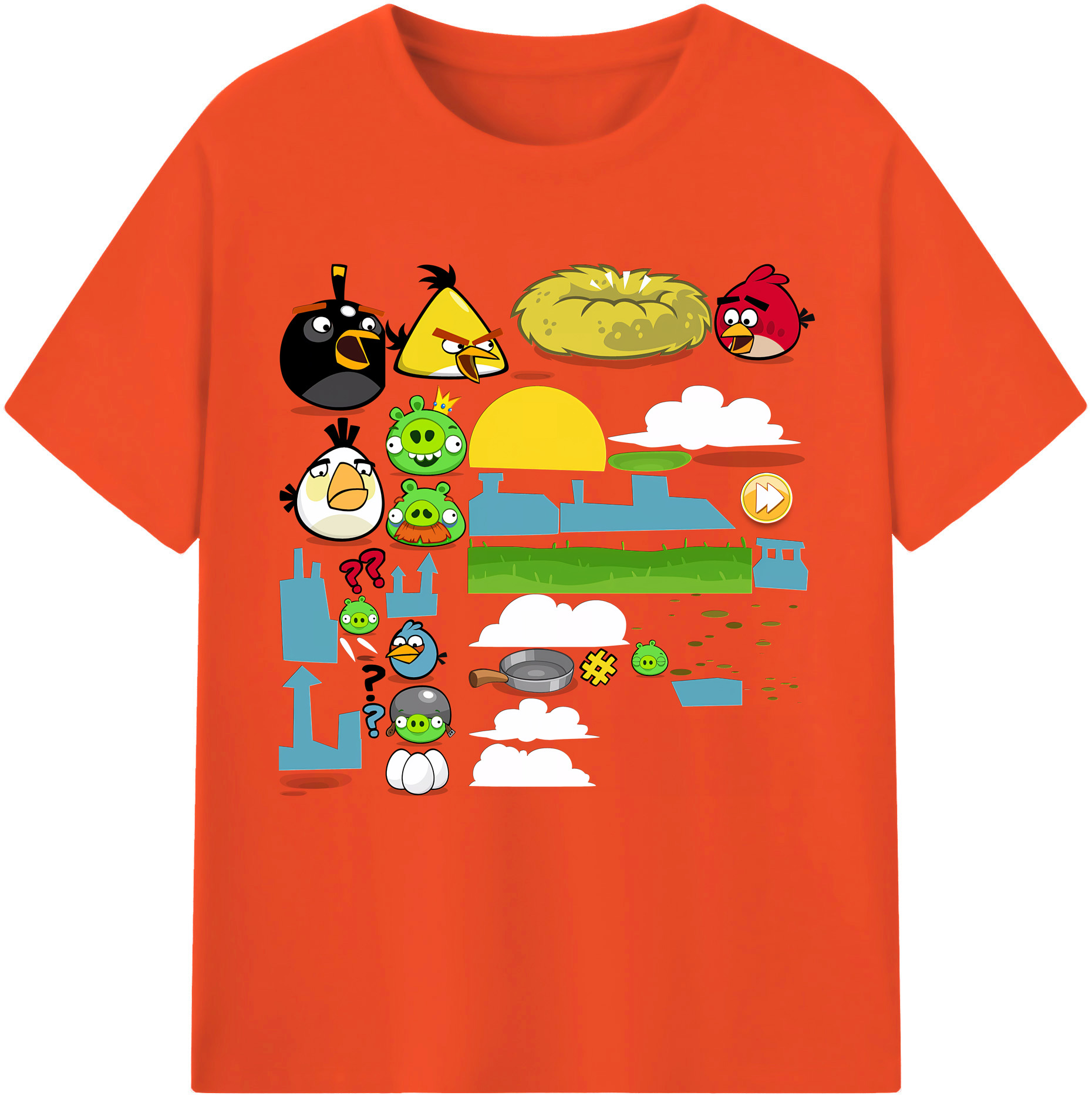 （画像用） Angry Birds アングリーバード 綿100％半袖Tシャツ（フロントプリント）