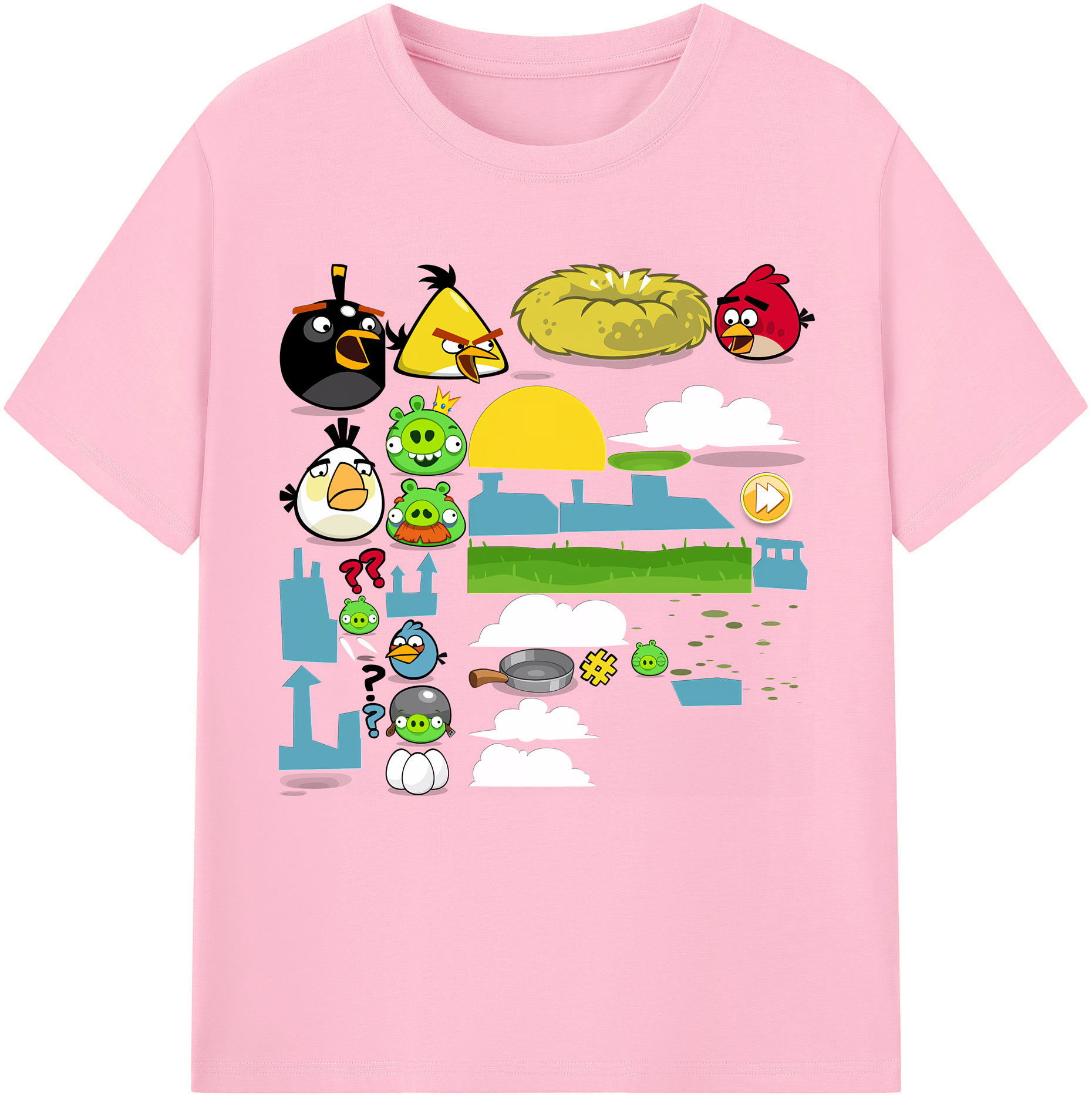 （画像用） Angry Birds アングリーバード 綿100％半袖Tシャツ（フロントプリント）