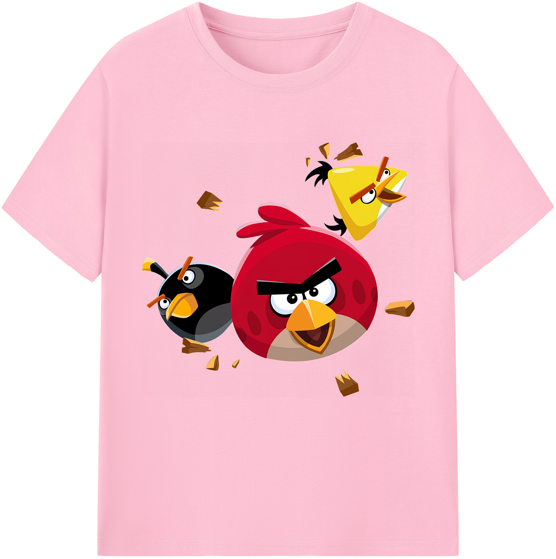 （画像用） Angry Birds アングリーバード 綿100％半袖Tシャツ（フロントプリント）
