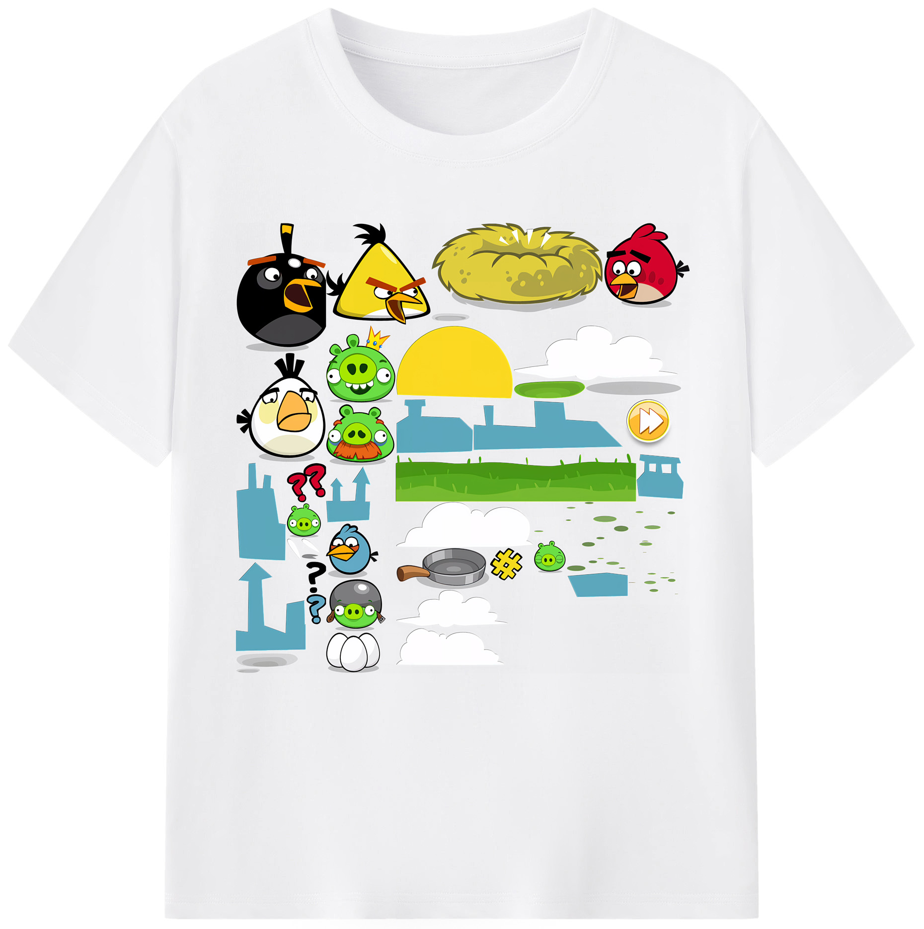 （画像用） Angry Birds アングリーバード 綿100％半袖Tシャツ（フロントプリント）