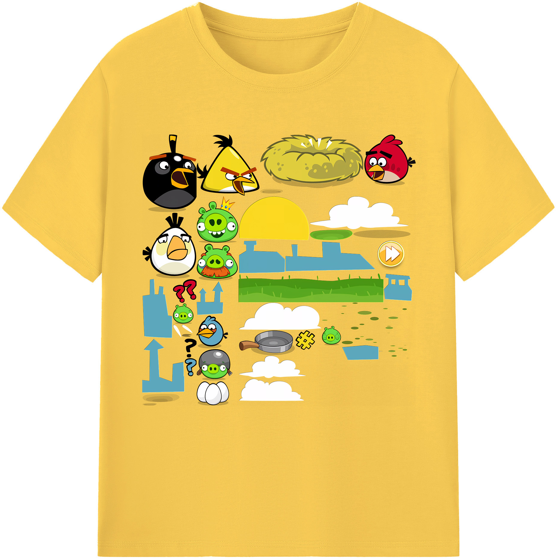 （画像用） Angry Birds アングリーバード 綿100％半袖Tシャツ（フロントプリント）