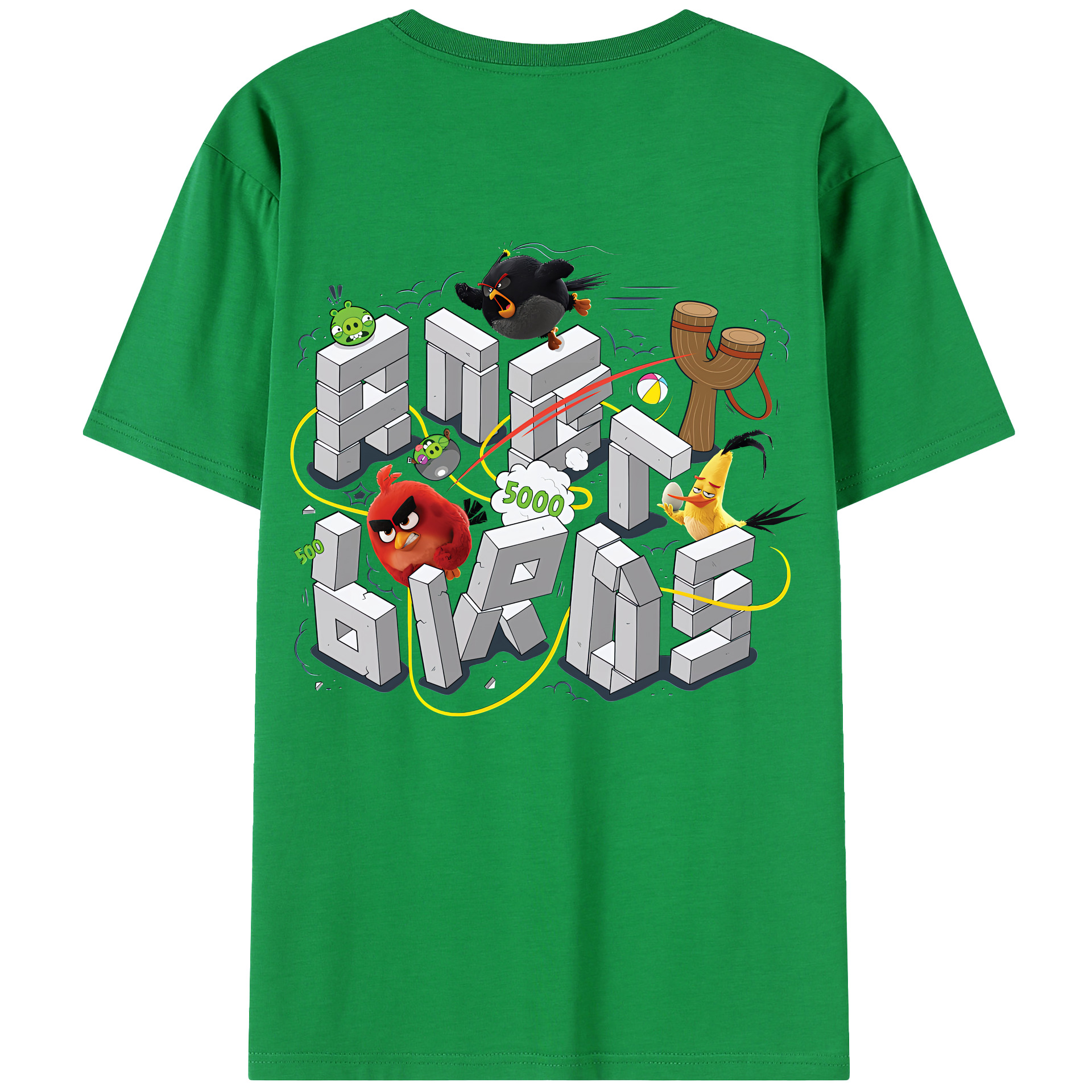 （画像用） Angry Birds アングリーバード 綿100％半袖Tシャツ（背面プリント）