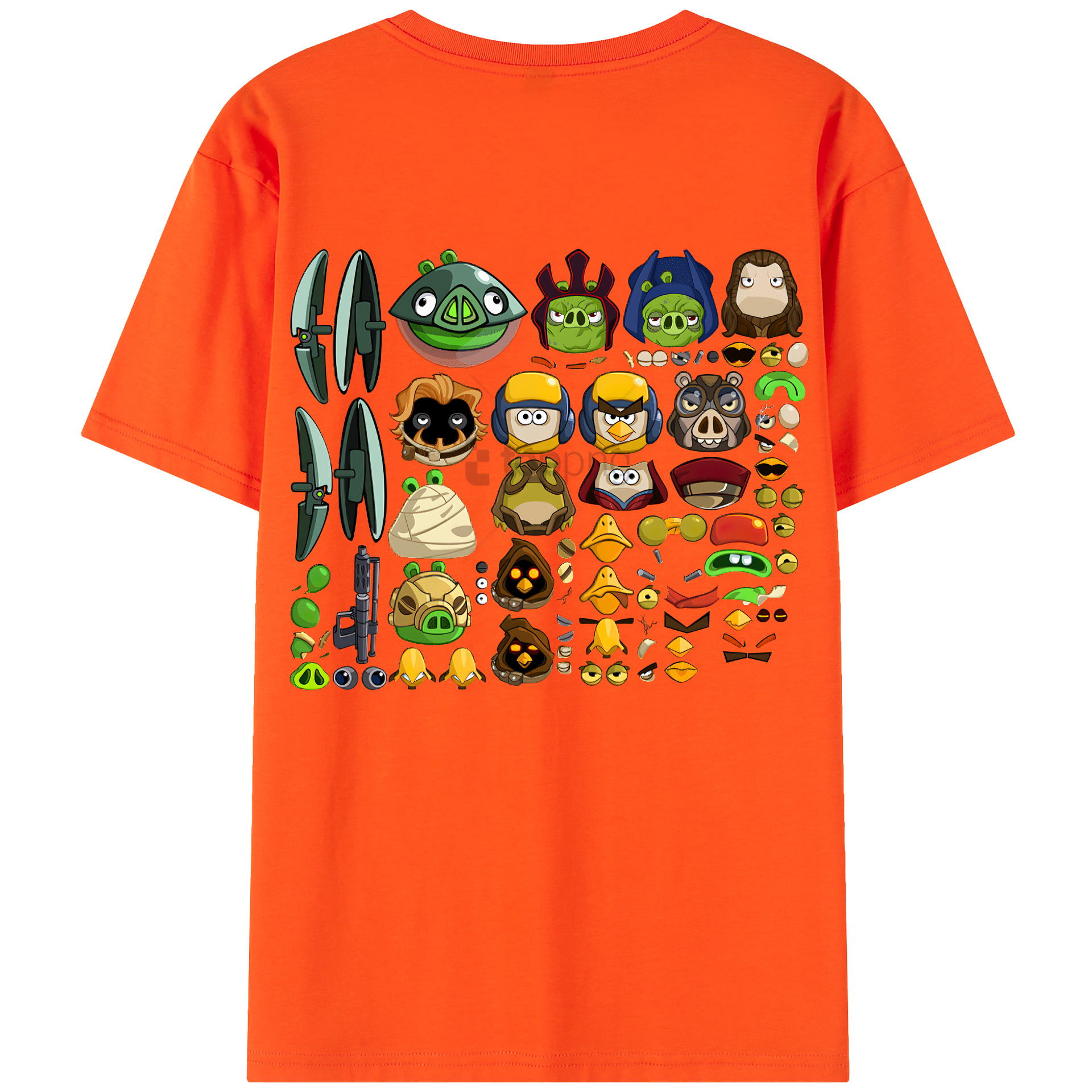 （画像用） Angry Birds アングリーバード 綿100％半袖Tシャツ（背面プリント）