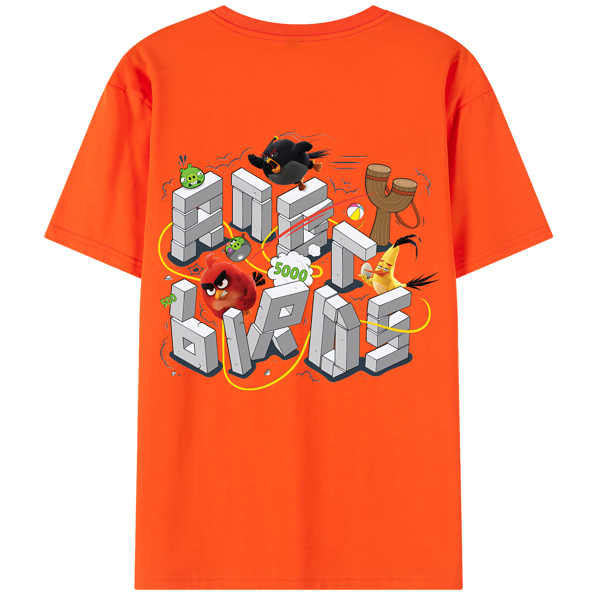 （画像用） Angry Birds アングリーバード 綿100％半袖Tシャツ（背面プリント）