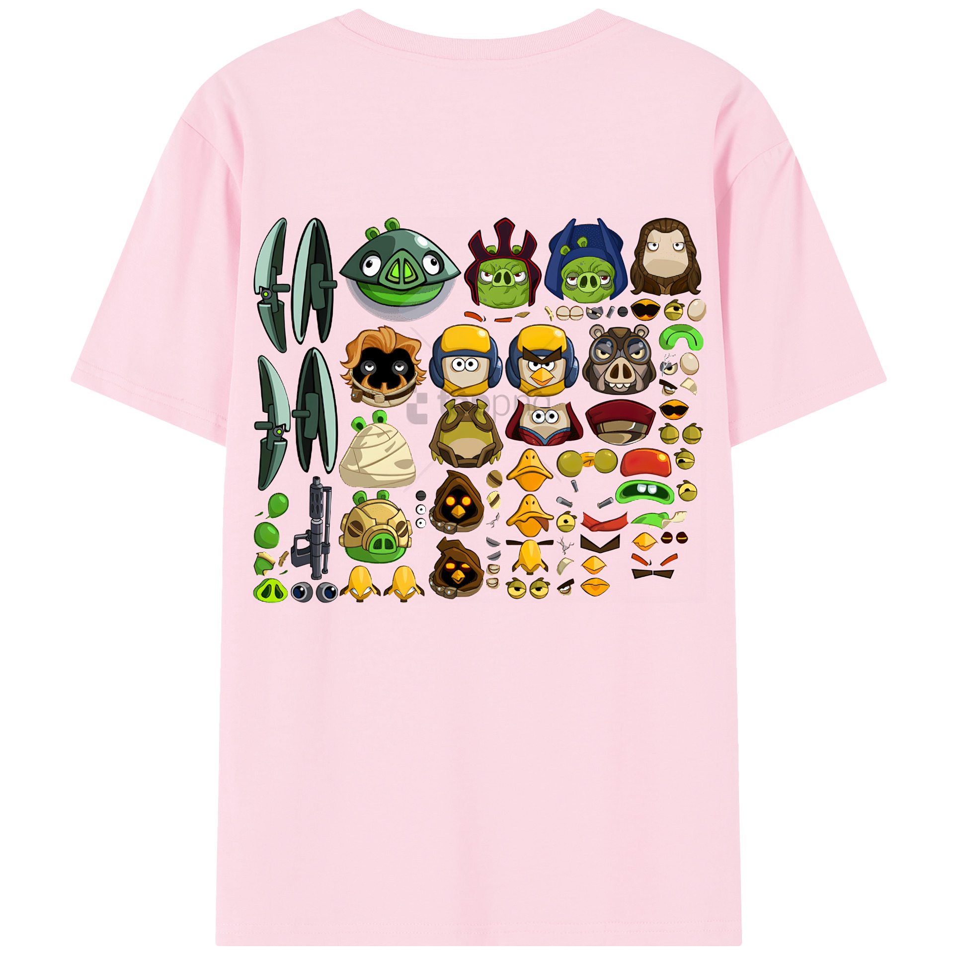 （画像用） Angry Birds アングリーバード 綿100％半袖Tシャツ（背面プリント）