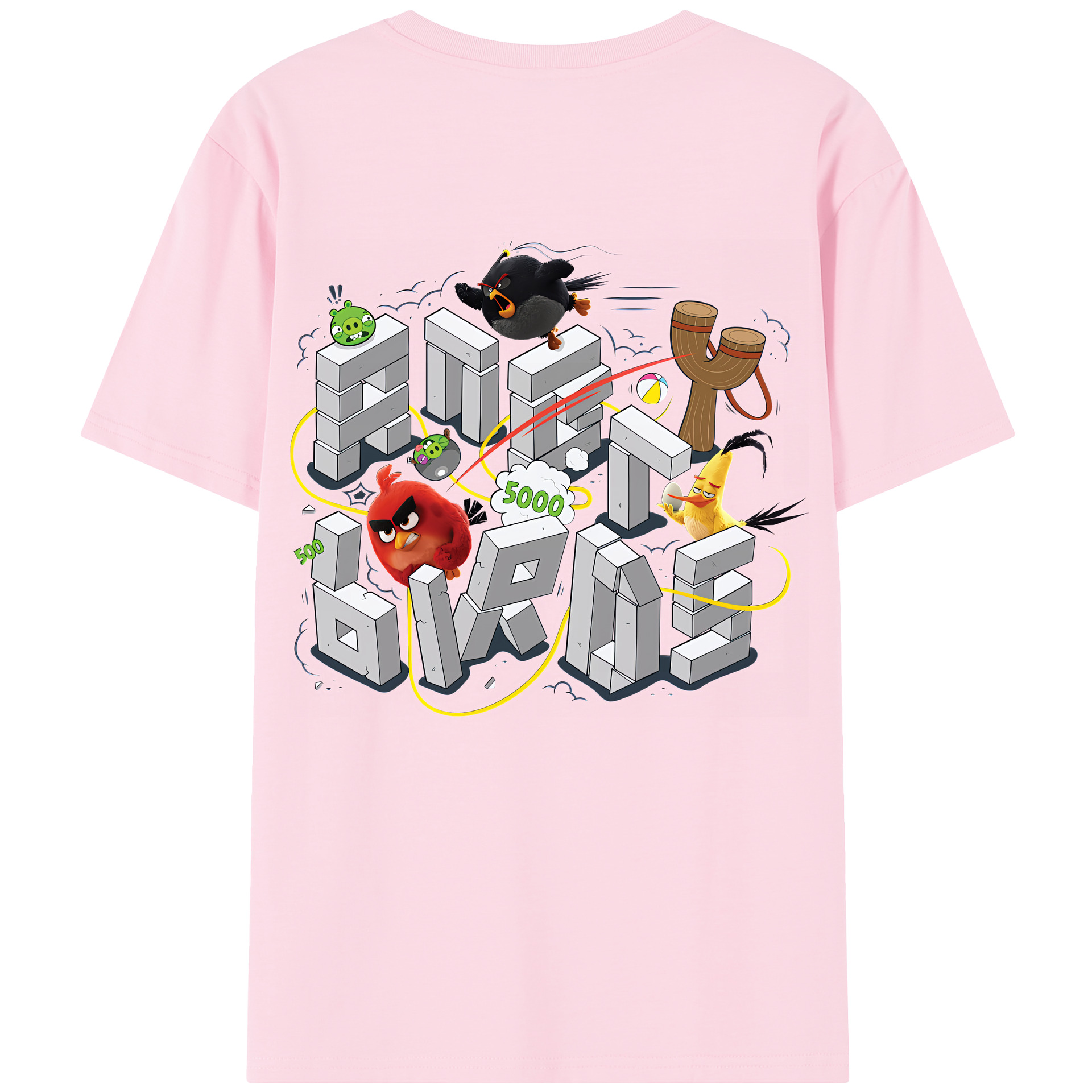 （画像用） Angry Birds アングリーバード 綿100％半袖Tシャツ（背面プリント）